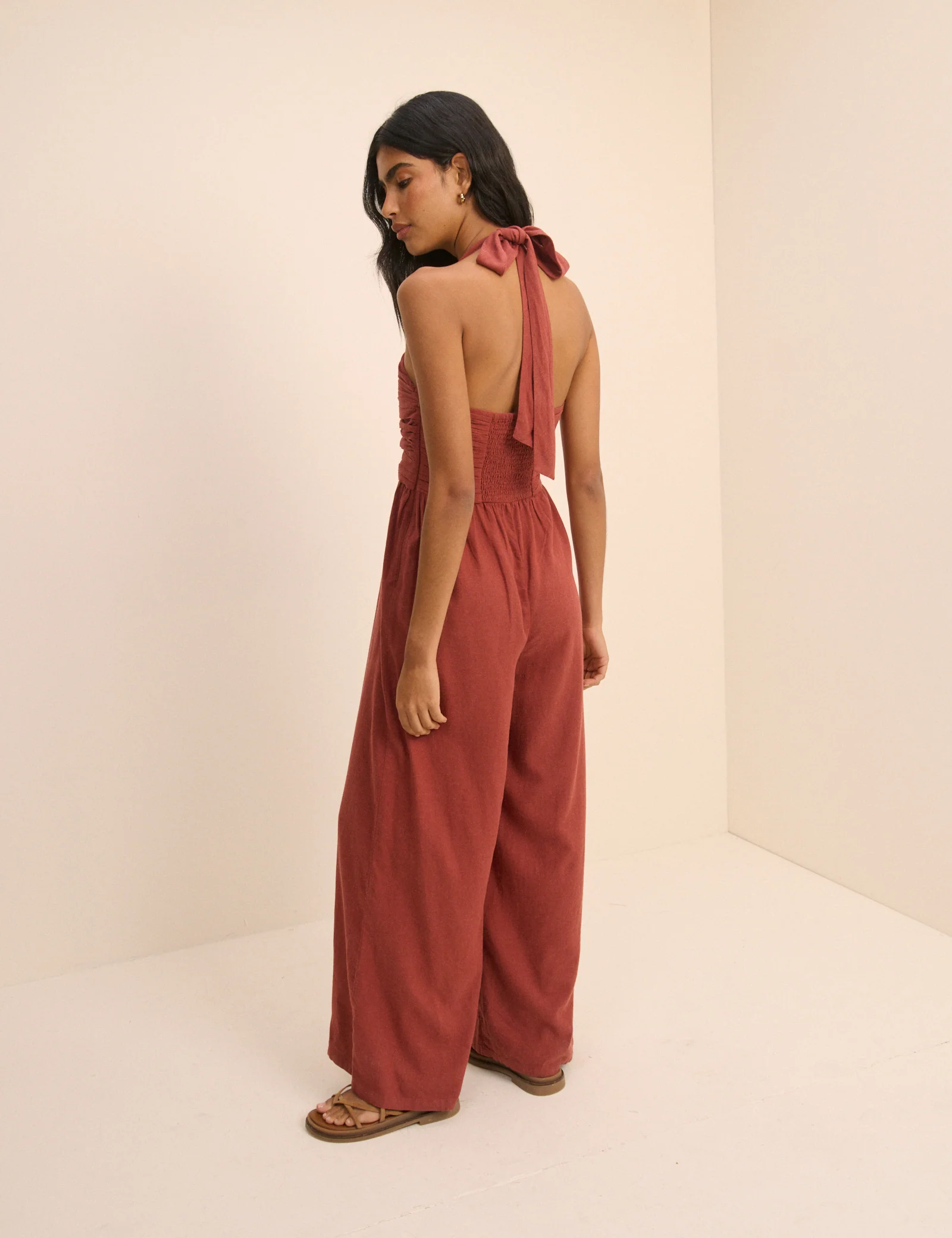 Red Halterneck Lilah Wide Leg Jumpsuit - Image 5