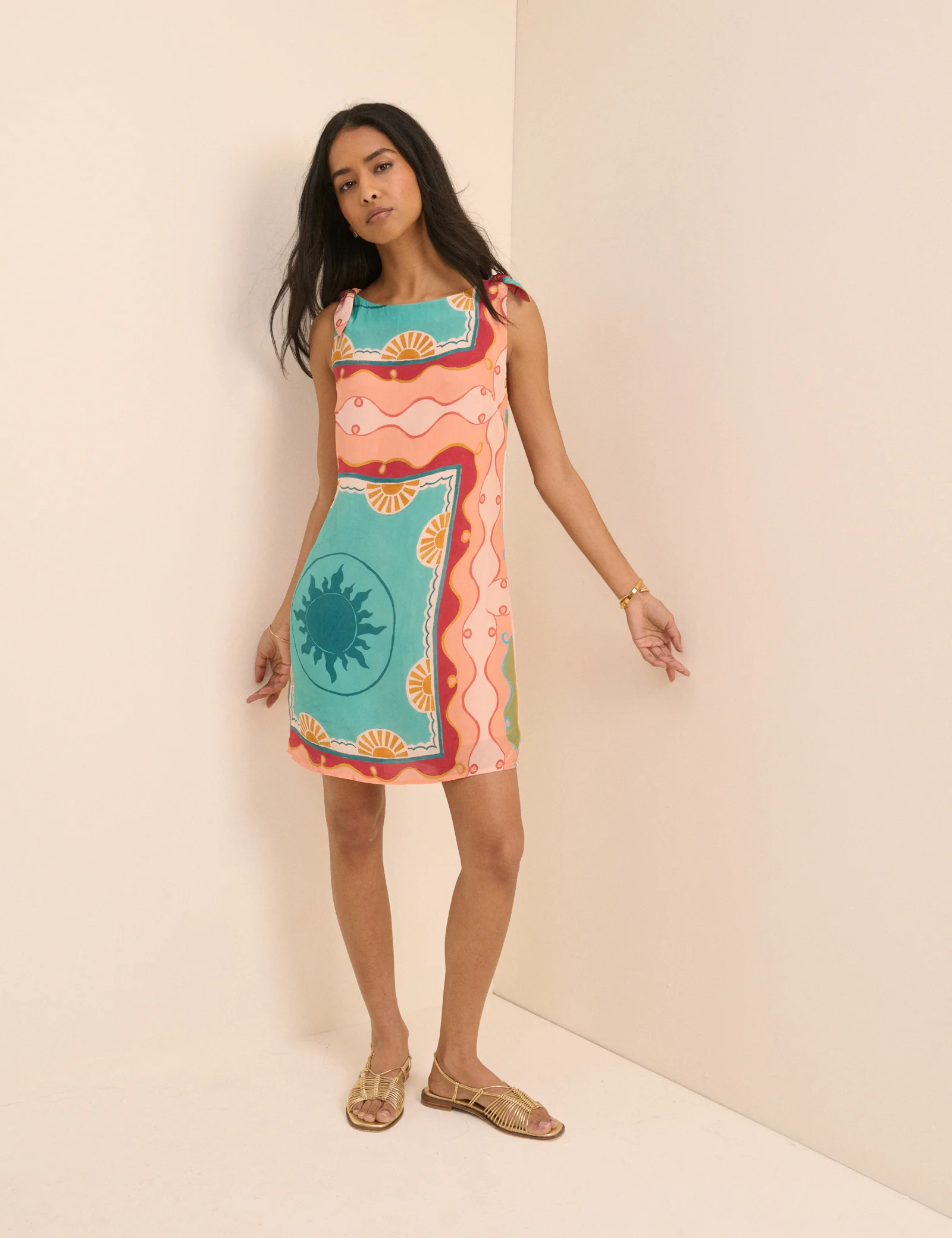Coral Print Shift Lilly Mini Dress - Image 2