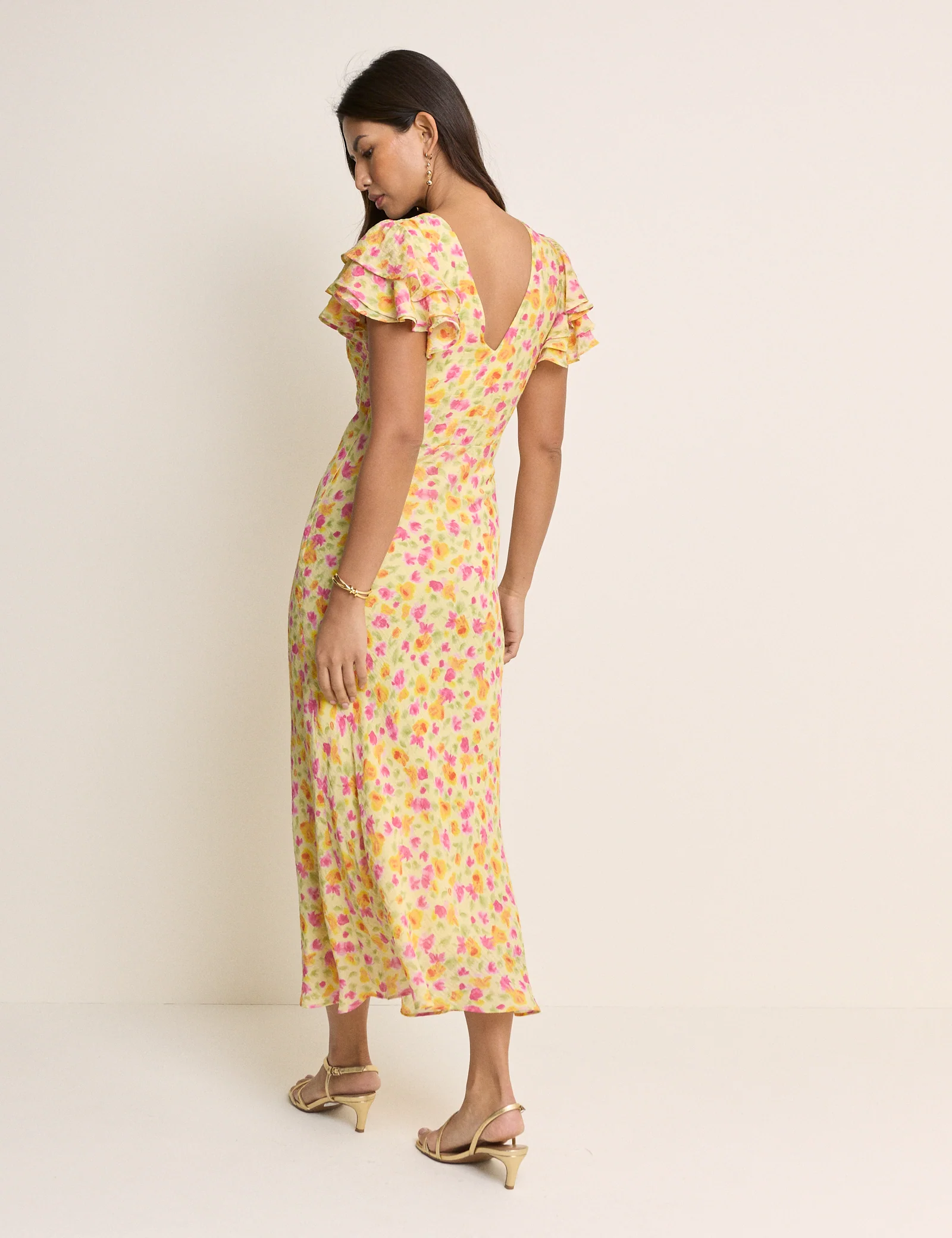 Yellow Floral Lola Midi Dress - Image 5