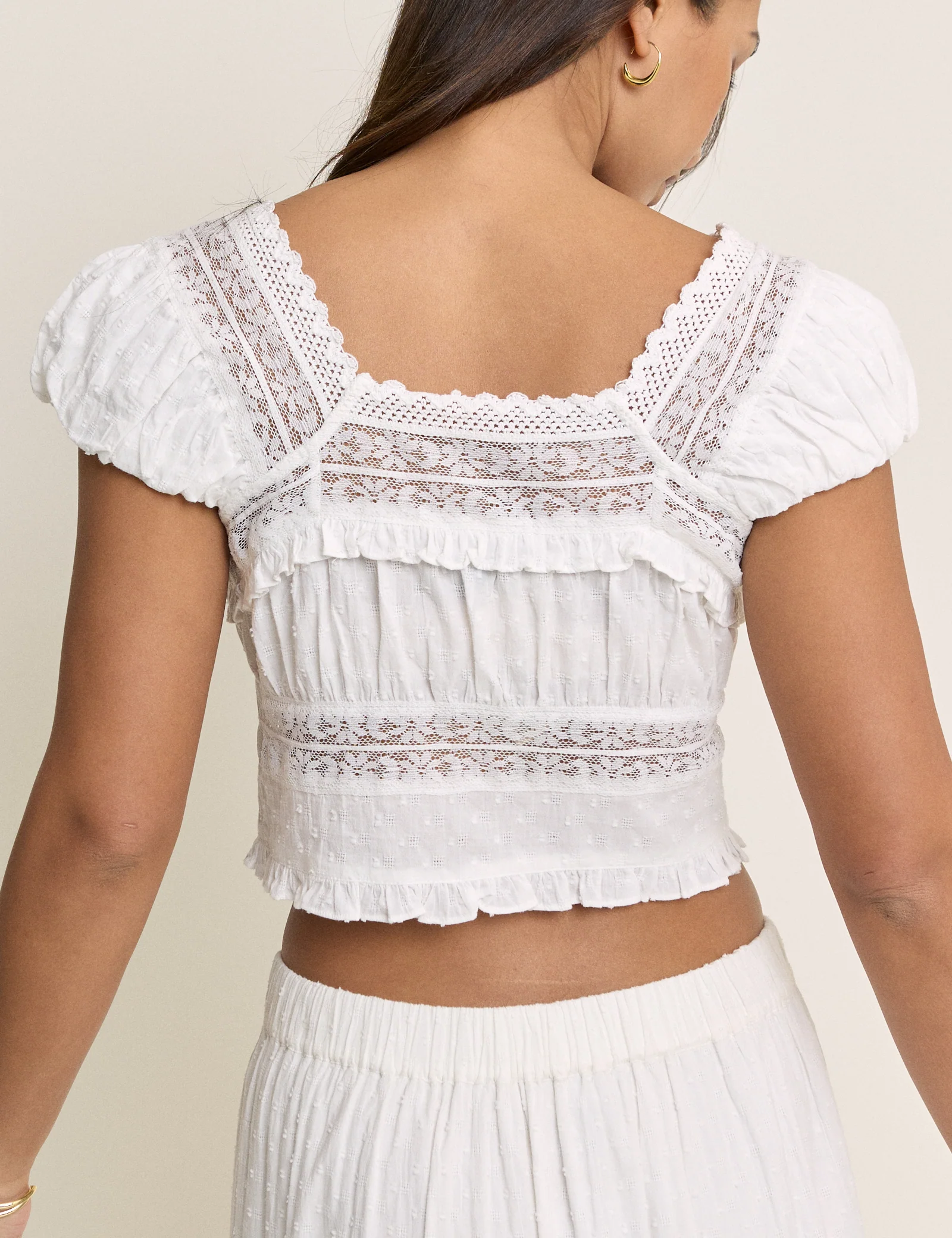 White Lace Short Sleeve Top - Image 7