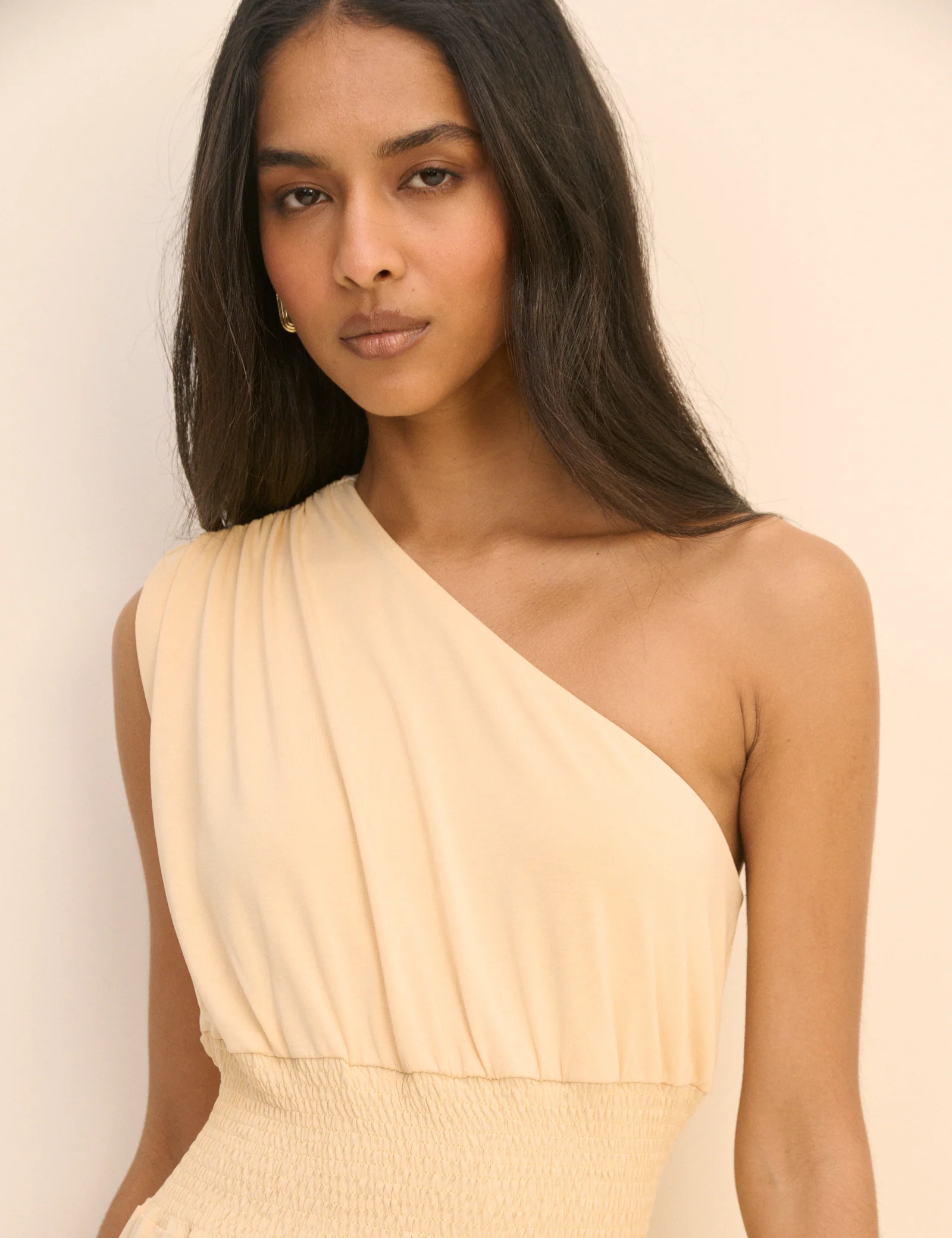 Butter Yellow One Shoulder Lorena Jersey Midi Dress - Image 2