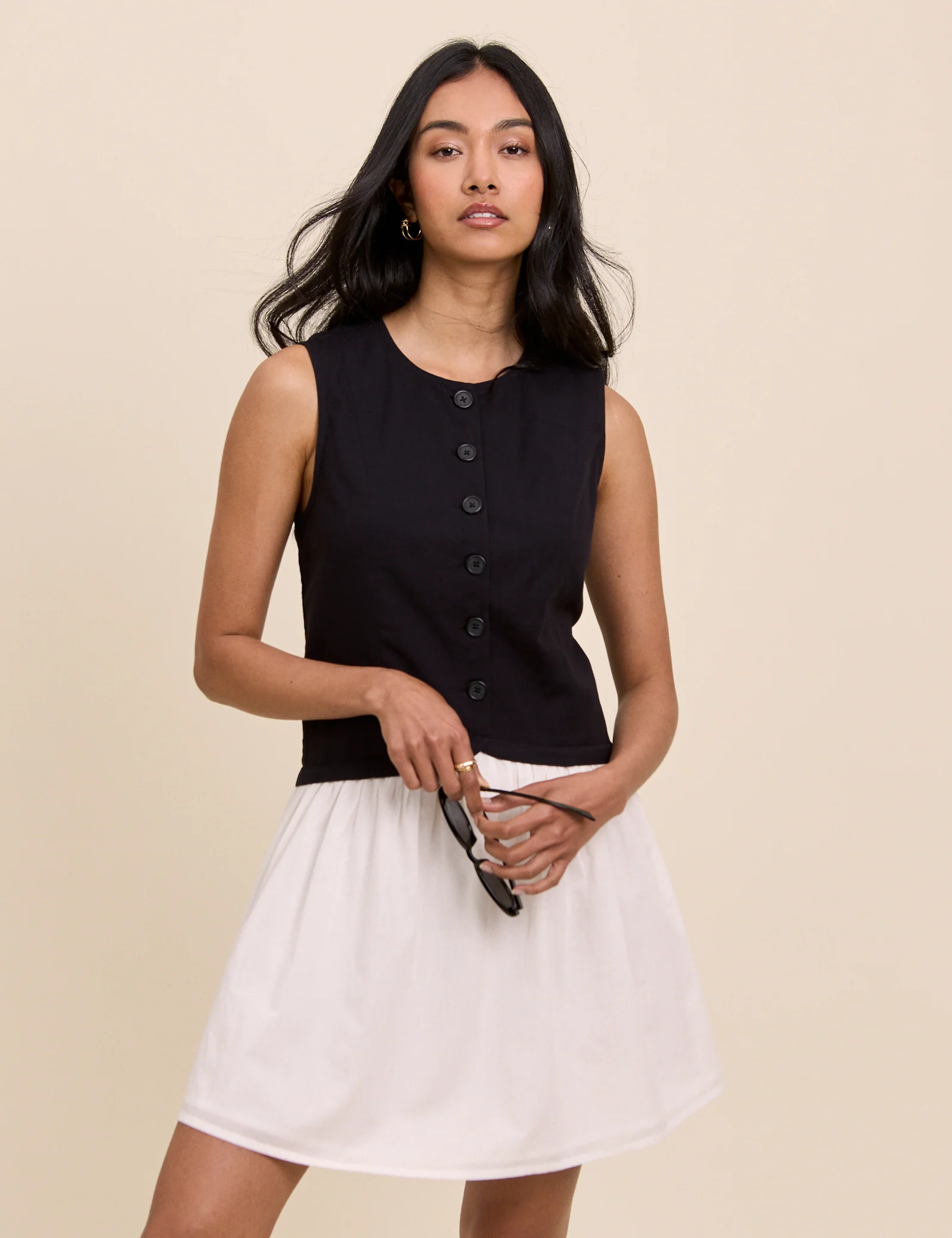 Black and White Tailored Lucille Mini Dress - Image 4