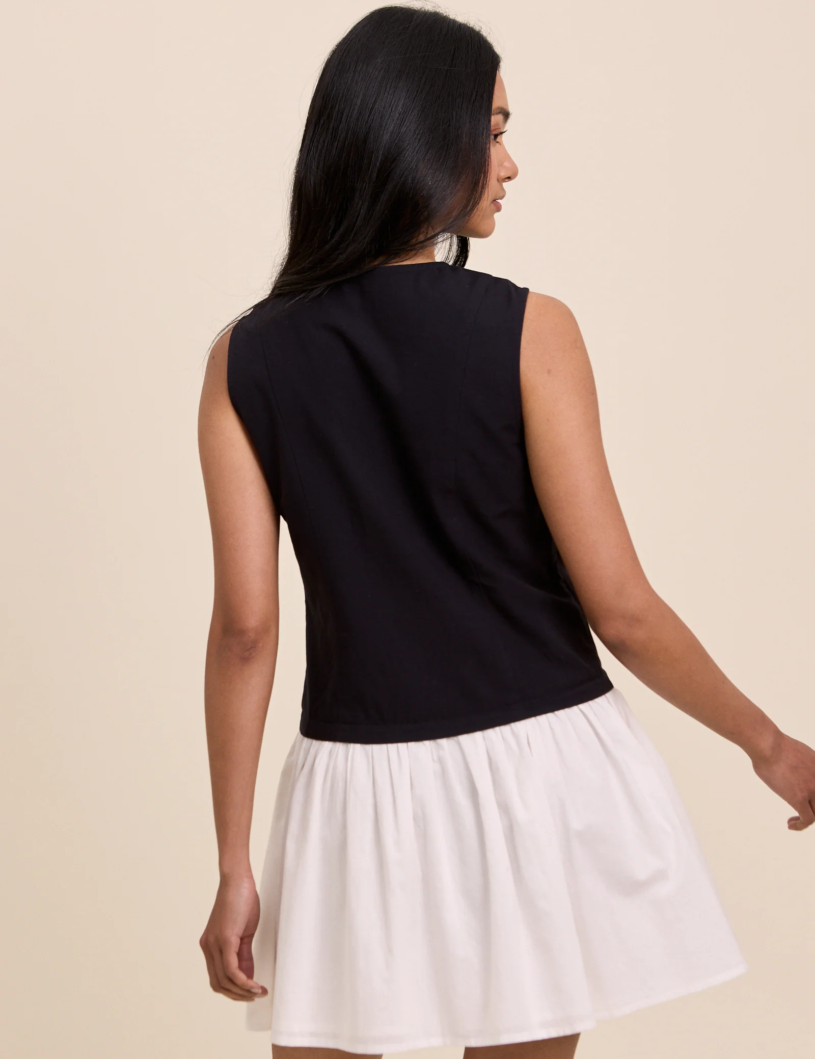 Black and White Tailored Lucille Mini Dress - Image 5