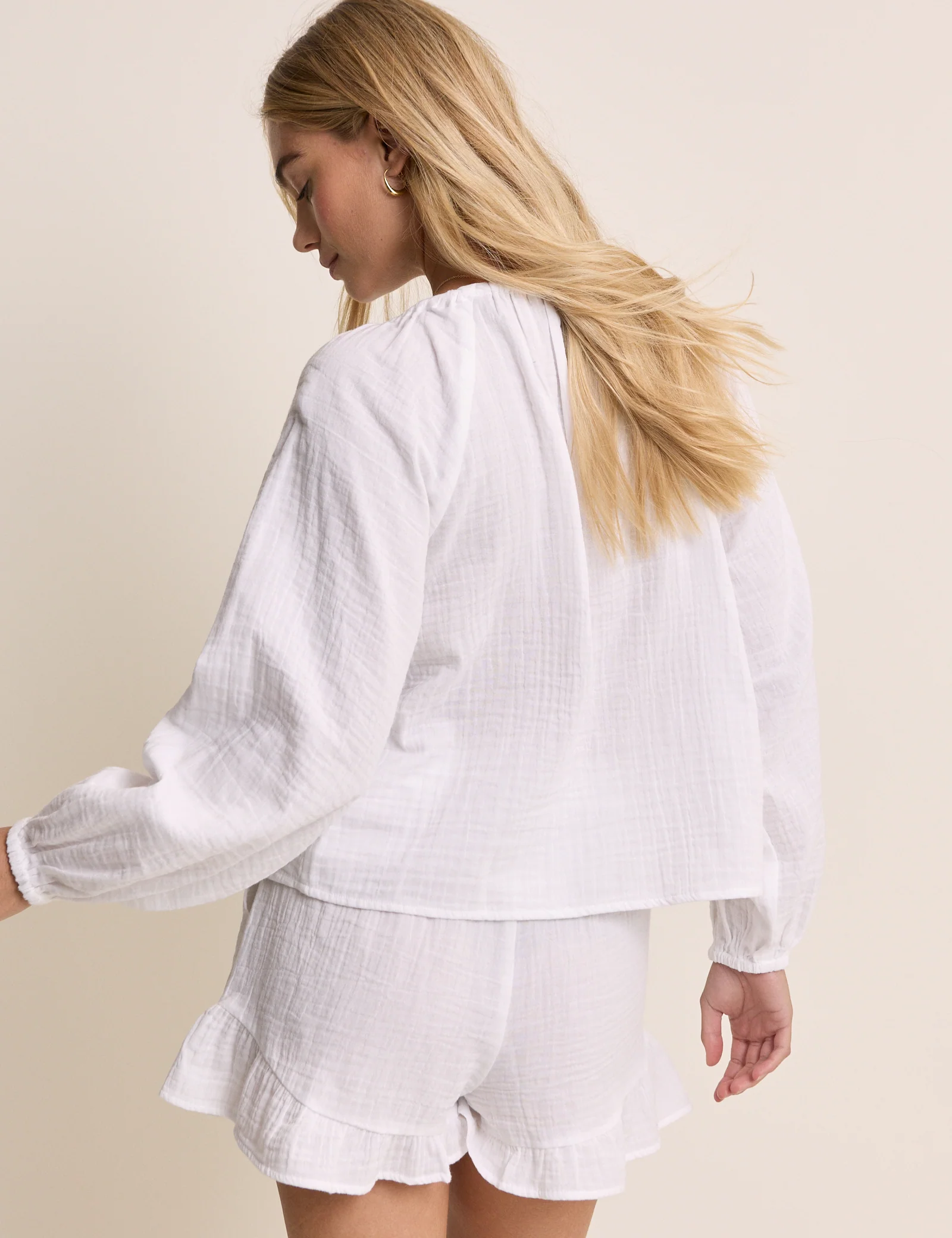 White Scoop Neck Double Gauze Top - Image 5
