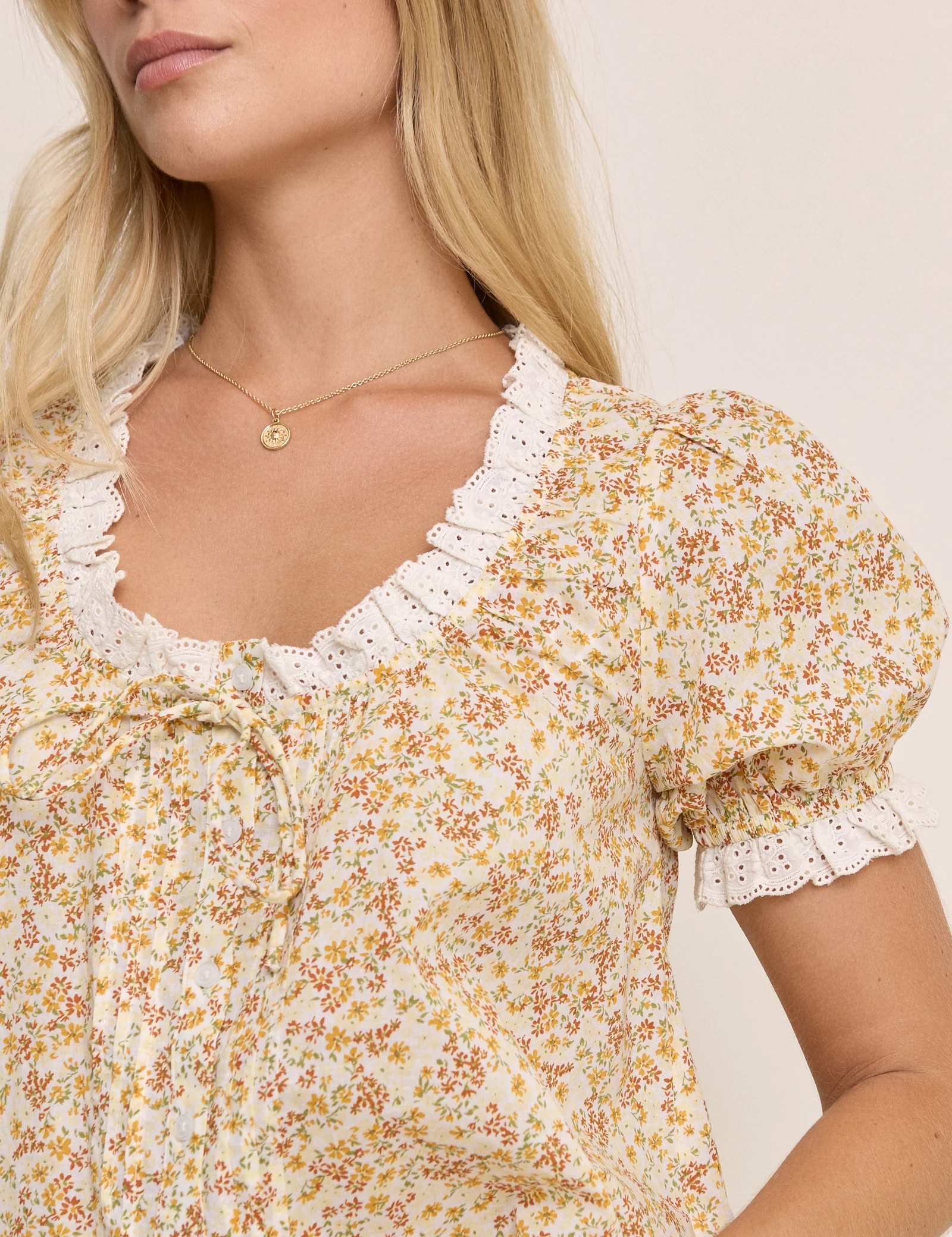 Yellow Ditsy Floral Blouse - Image 5