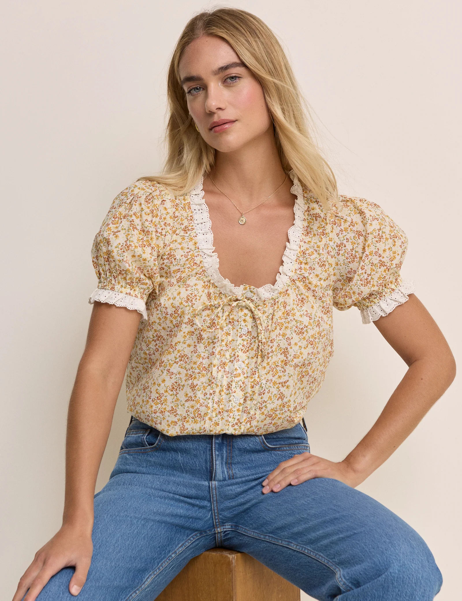 Yellow Ditsy Floral Blouse - Image 6