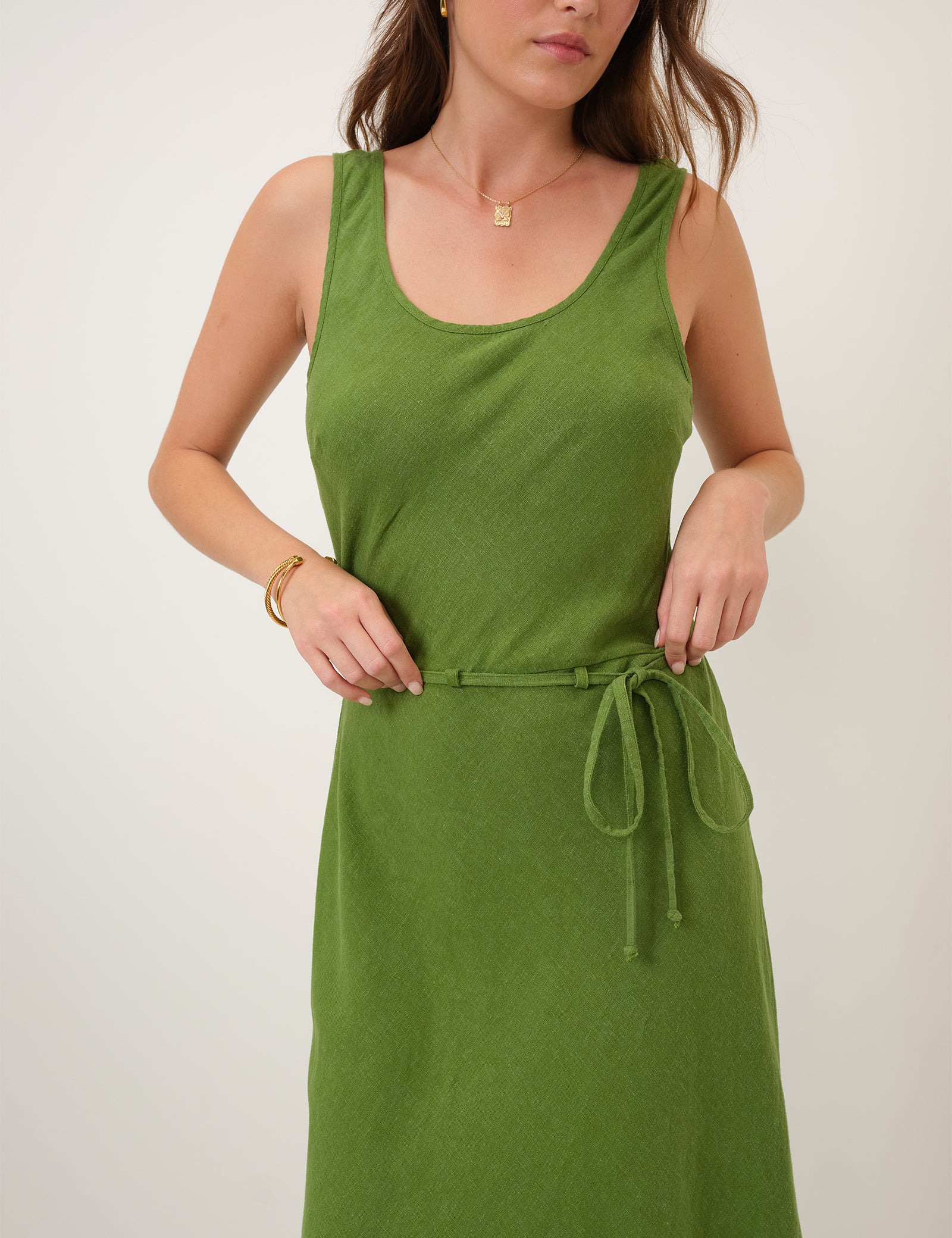 Green Linen-Blend Malia Maxi Dress - Image 4