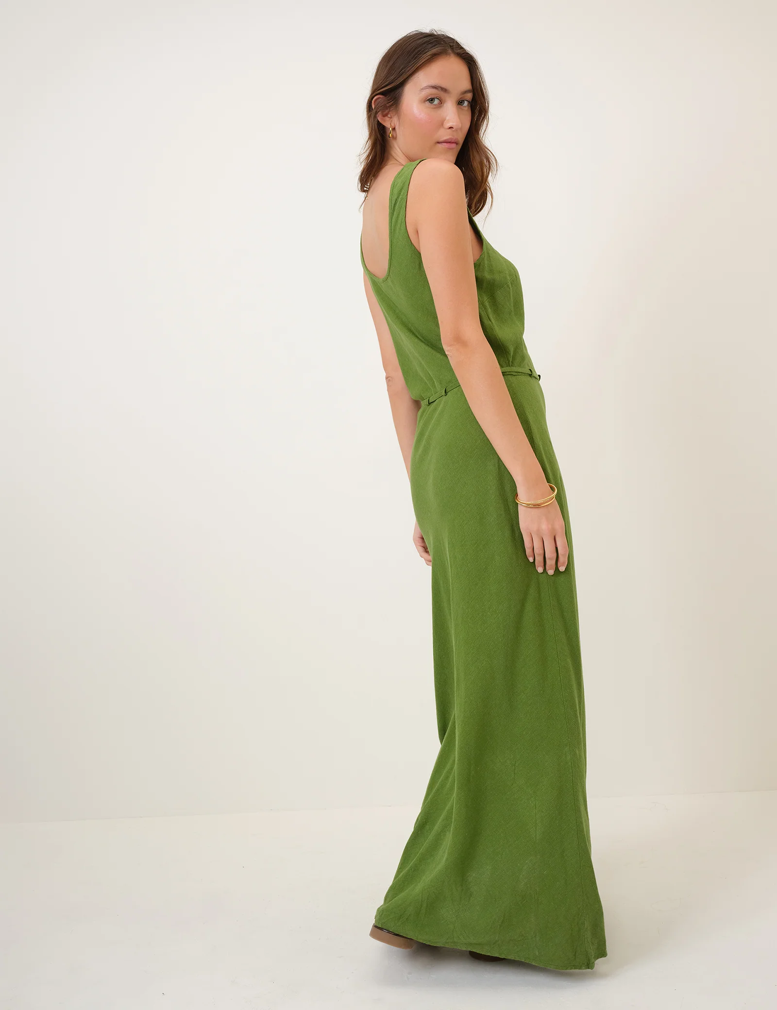 Green Linen-Blend Malia Maxi Dress - Image 5