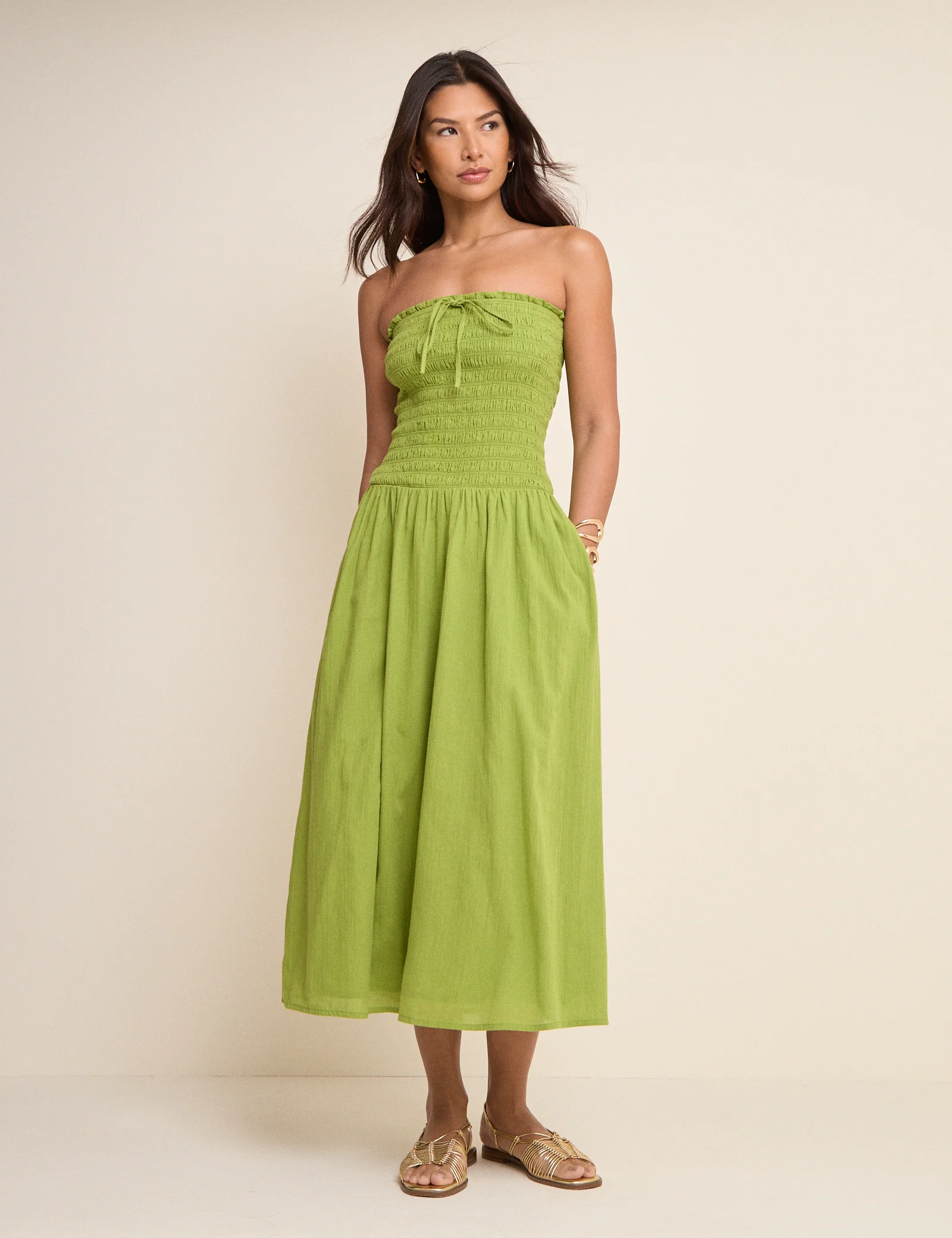 Green Bandeau Mandy Midi Dress - Image 4