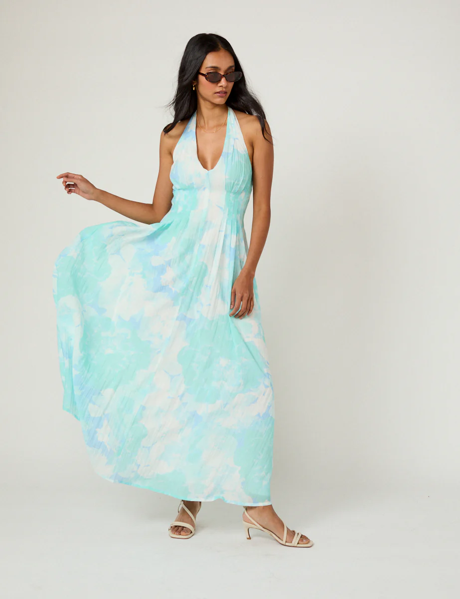 Blue Printed Marceline Maxi Dress - Image 4
