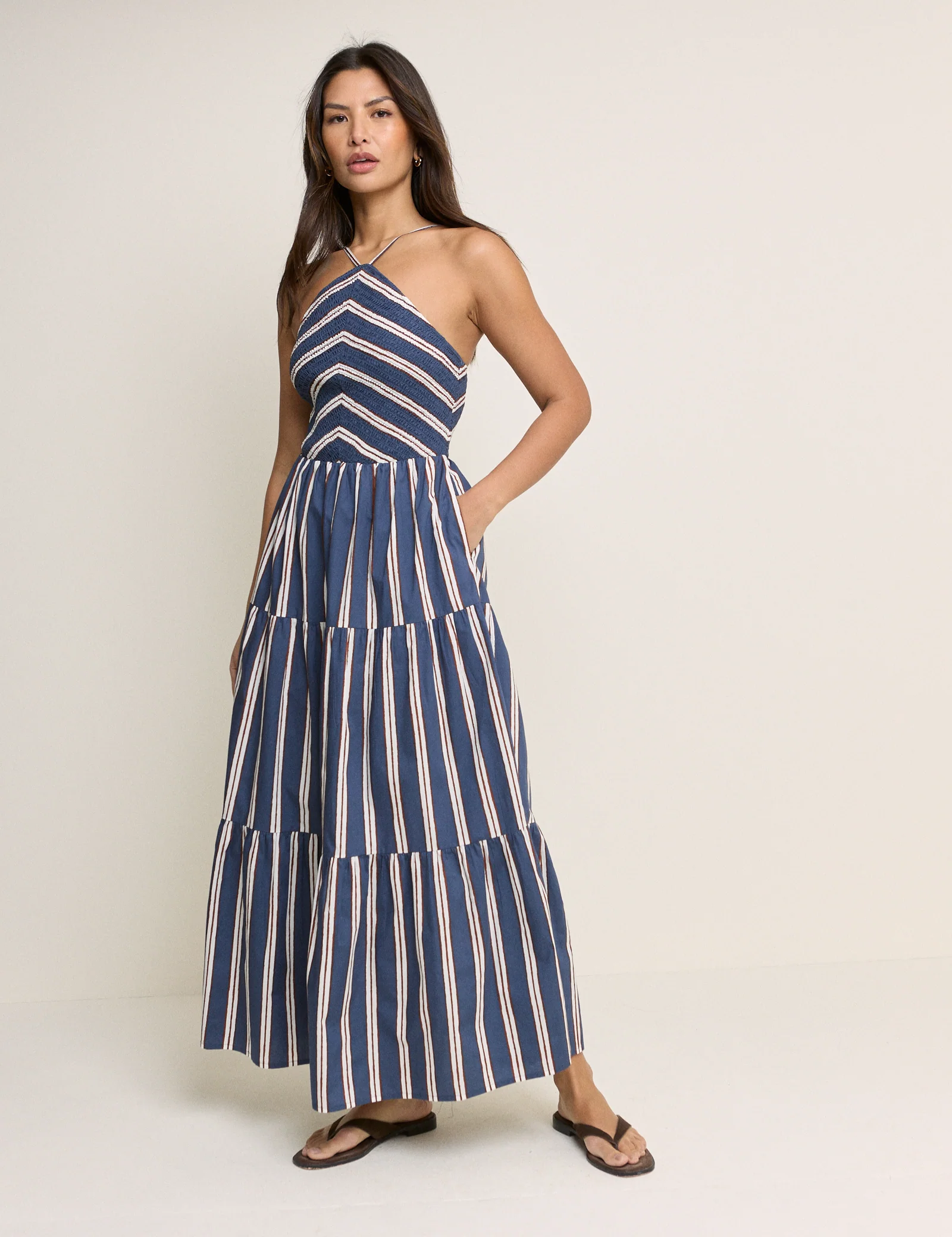 Navy Striped Martina Maxi Dress - Image 2