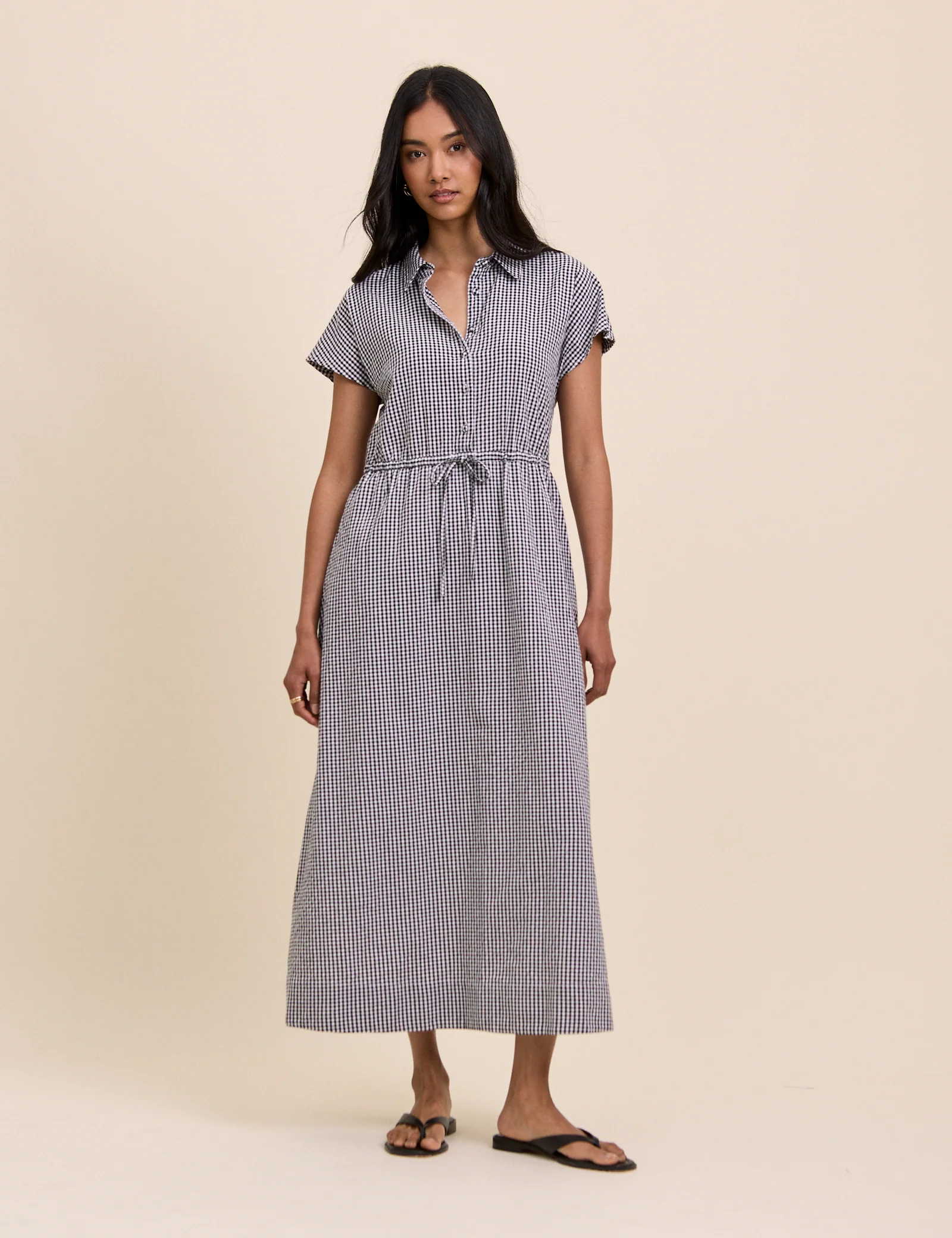 Black and White Gingham Mason Shirt Midi Dress