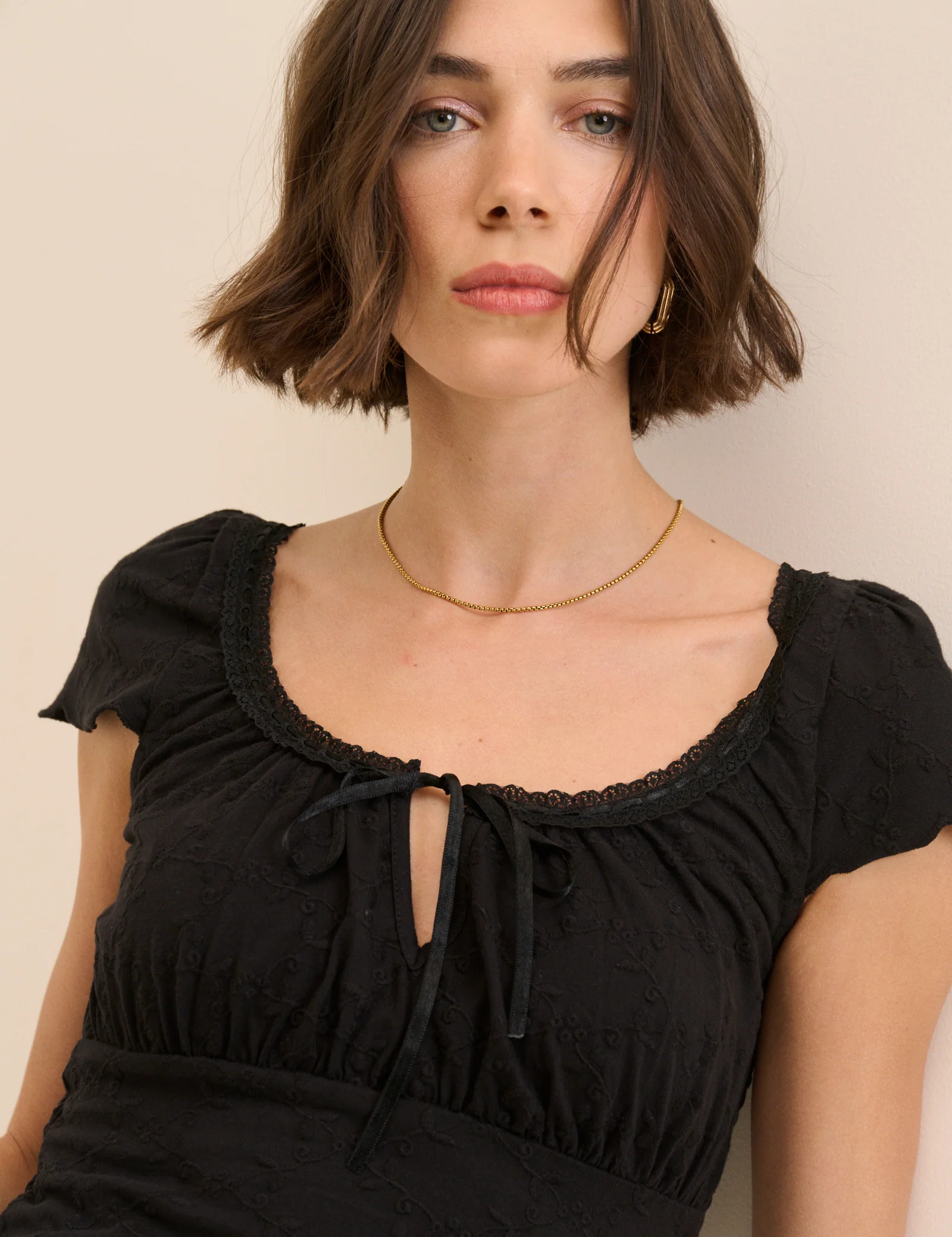 Black Broderie Milkmaid Jersey Top - Image 4