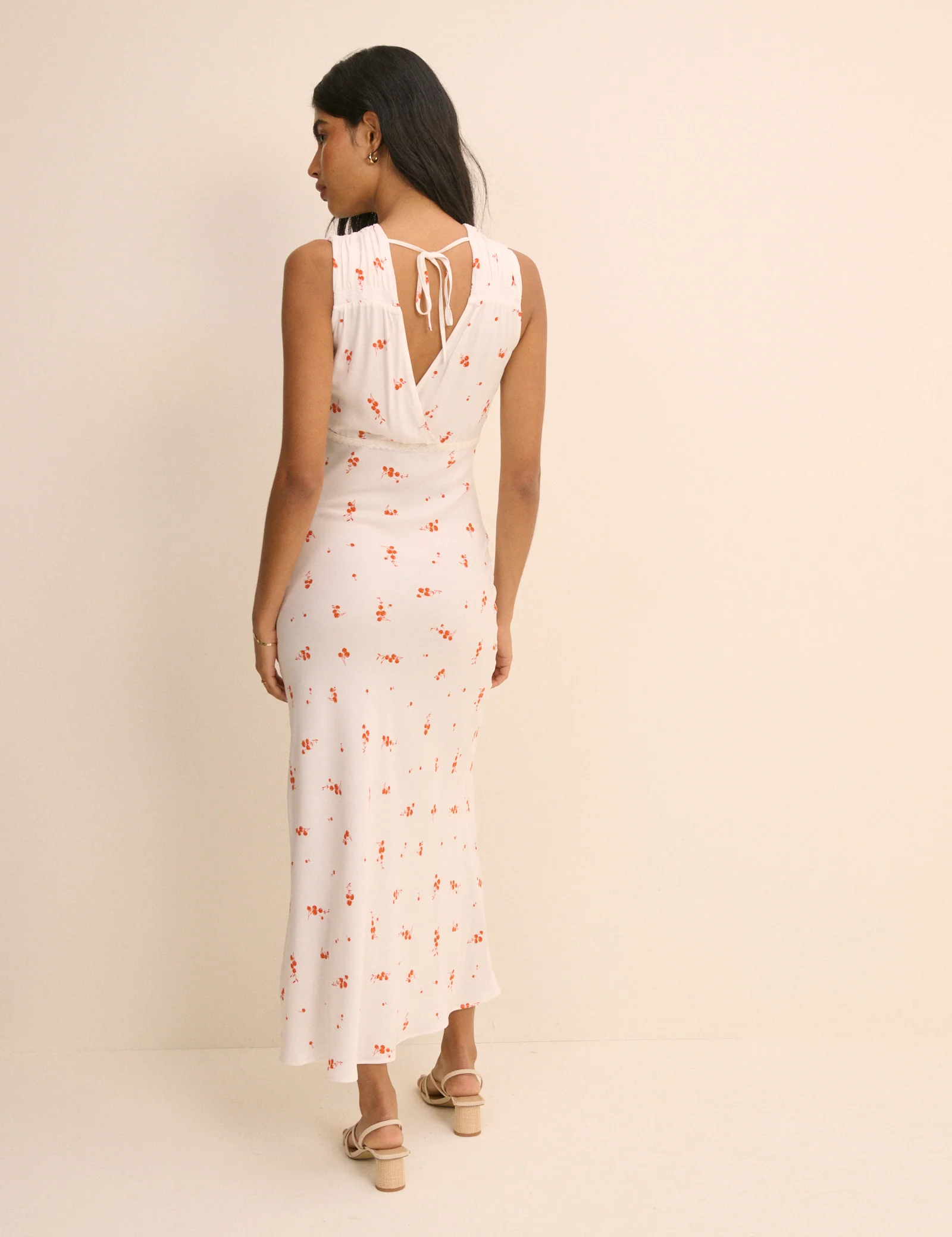 White Cherry Print Ria Midi Dress - Image 5