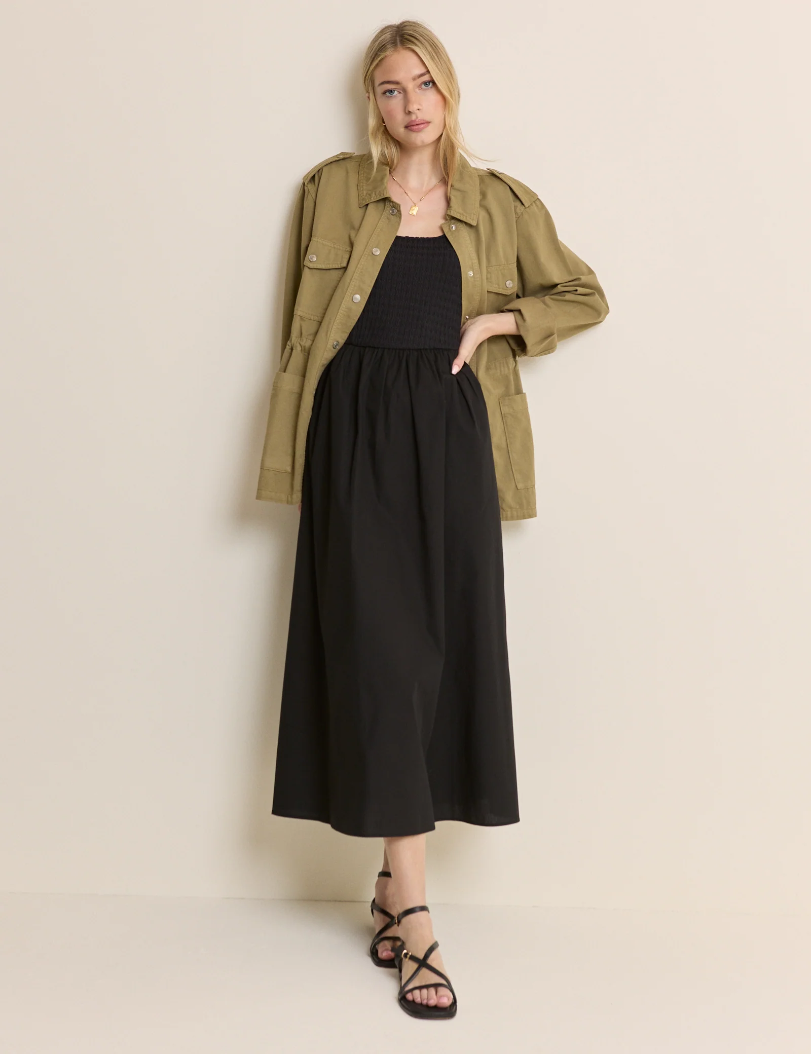 Black Scoop Neck Molly Midi Dress - Image 3