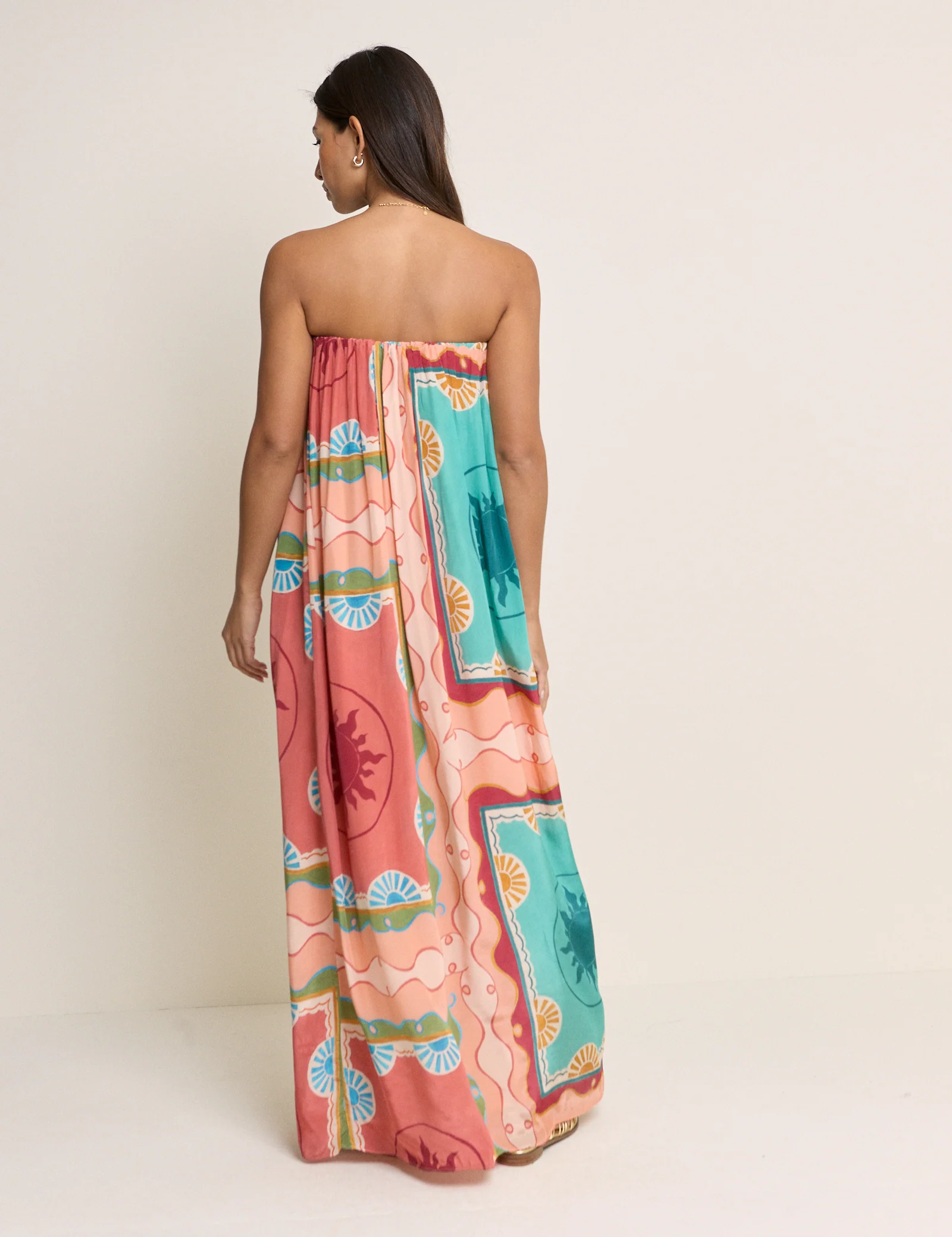 Coral Print Bandeau Myla Maxi Dress - Image 2
