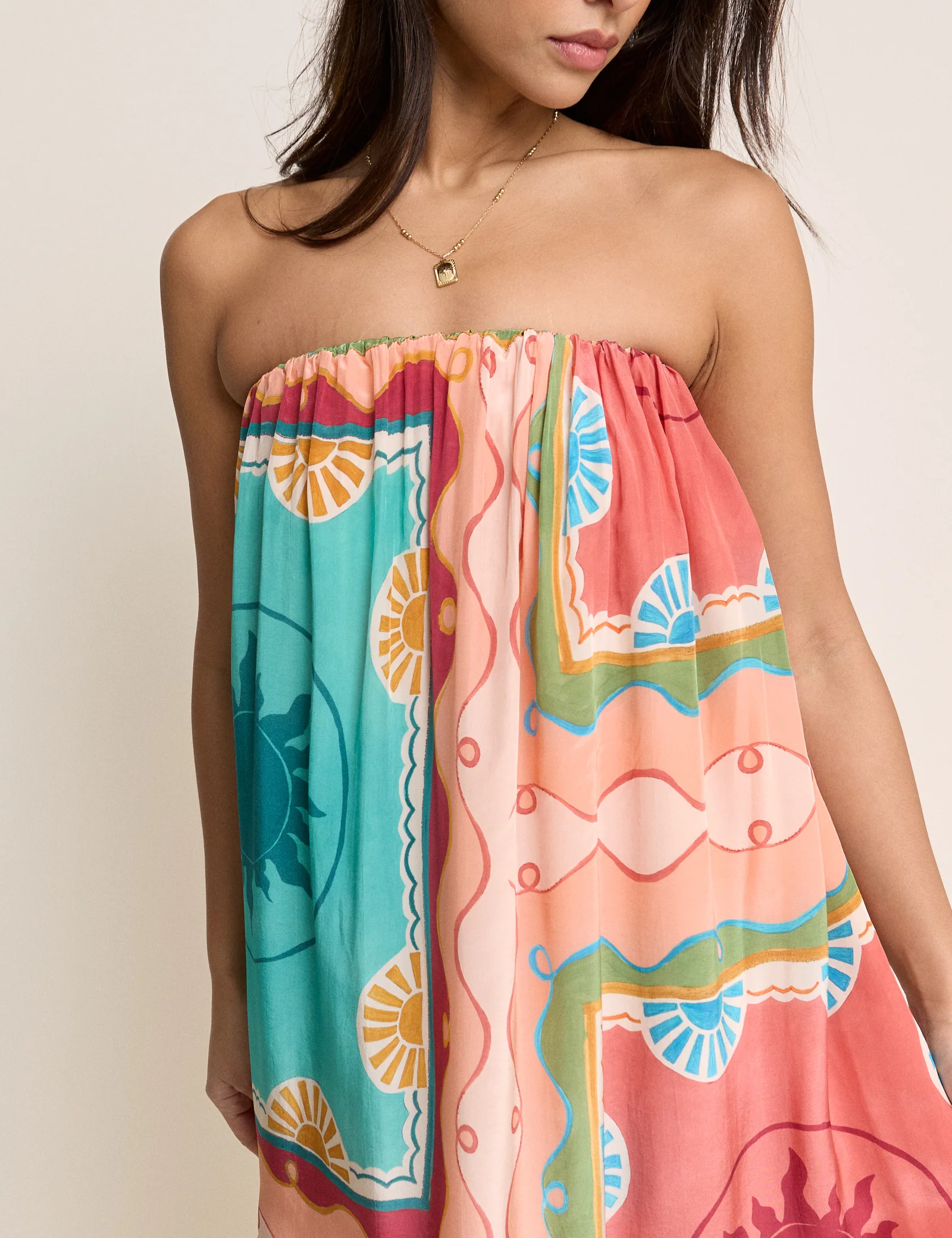 Coral Print Bandeau Myla Maxi Dress - Image 3