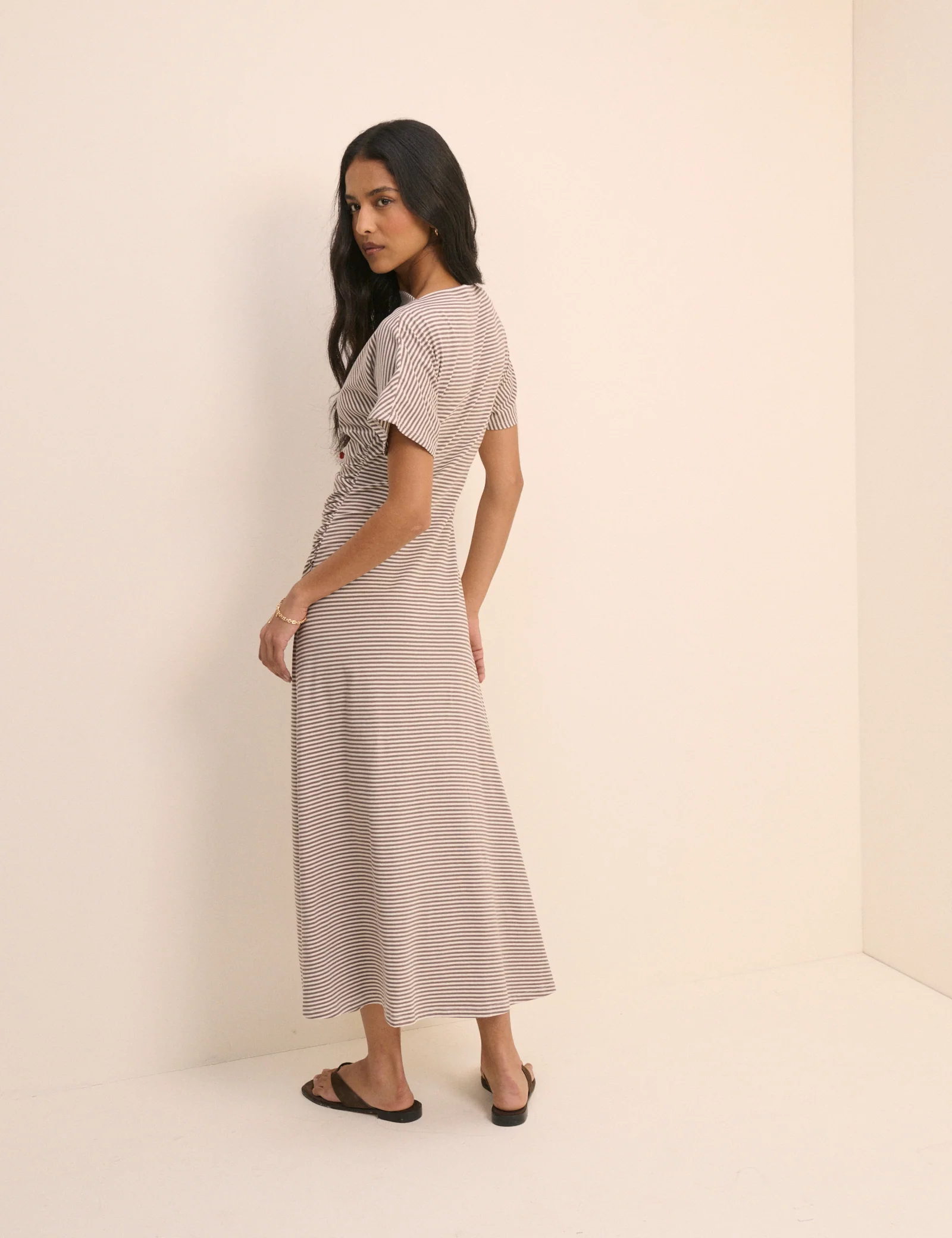 Grey Stripe Jersey Nellie Midi Dress - Image 5