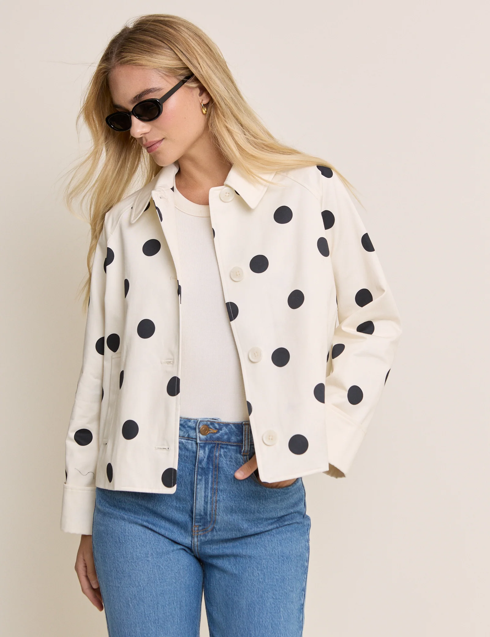 Cream Polka Dot Swing Jacket - Image 5