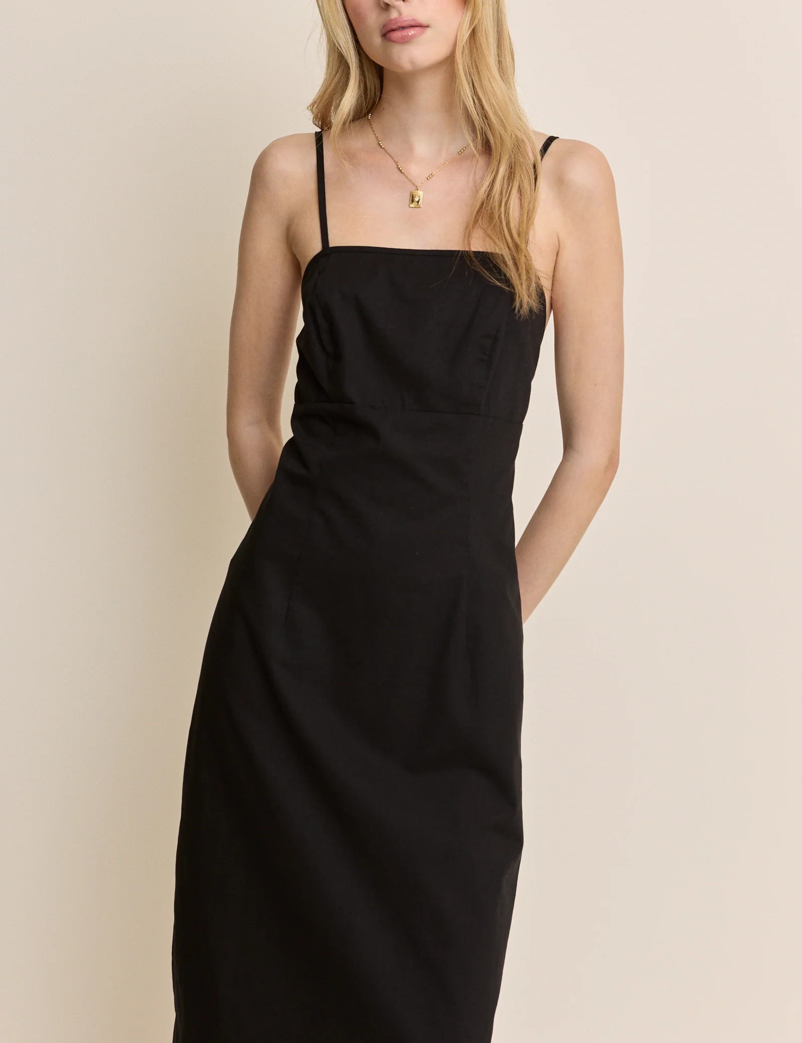 Black Square Neck Payson Midi Dress - Image 2