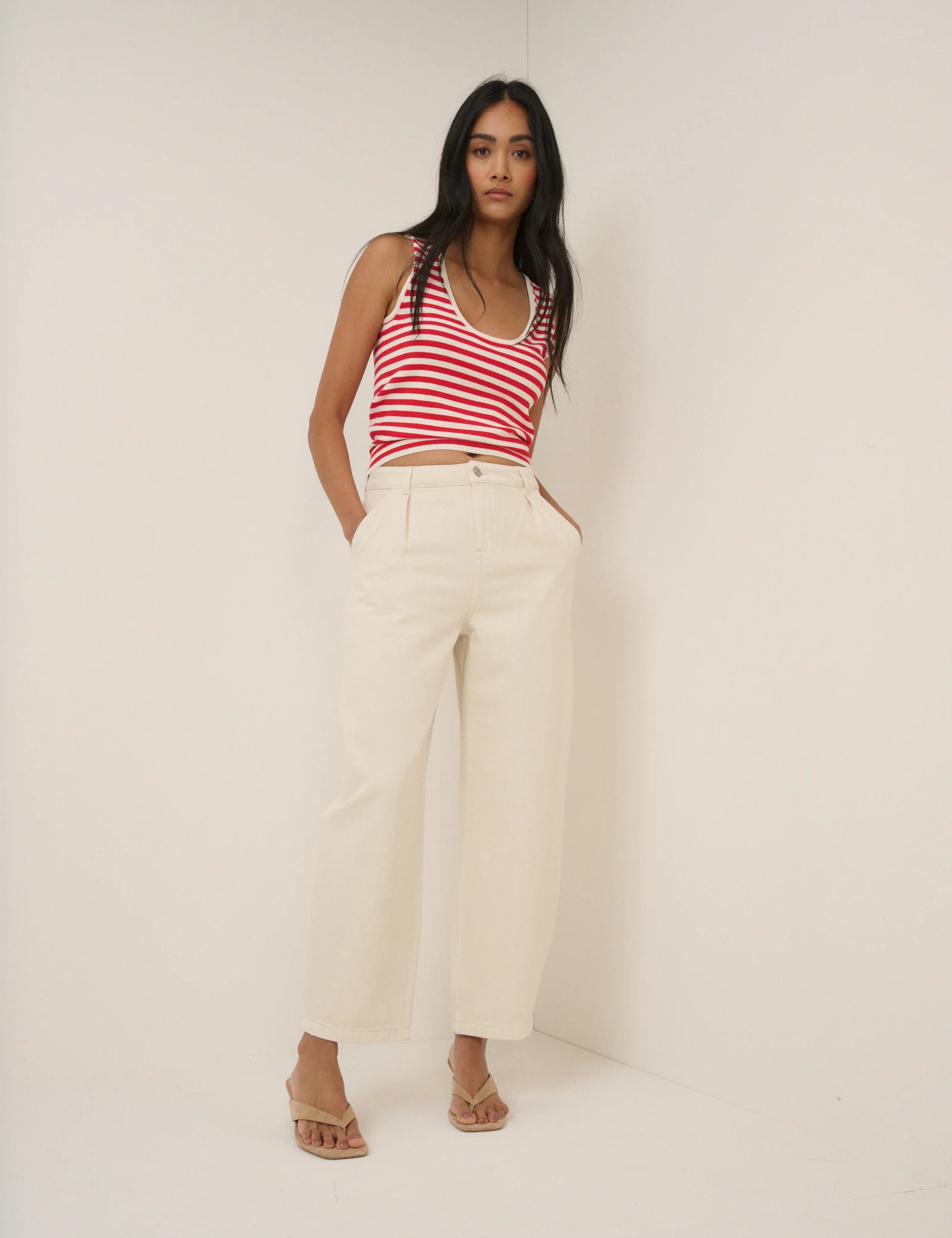 Cream Peckham Barrel Leg Jeans
