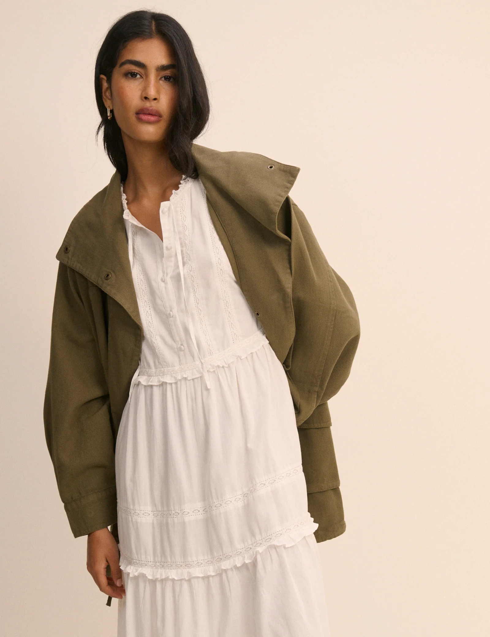 White Ruffle Trim Tiered Penelope Midi Dress - Image 3