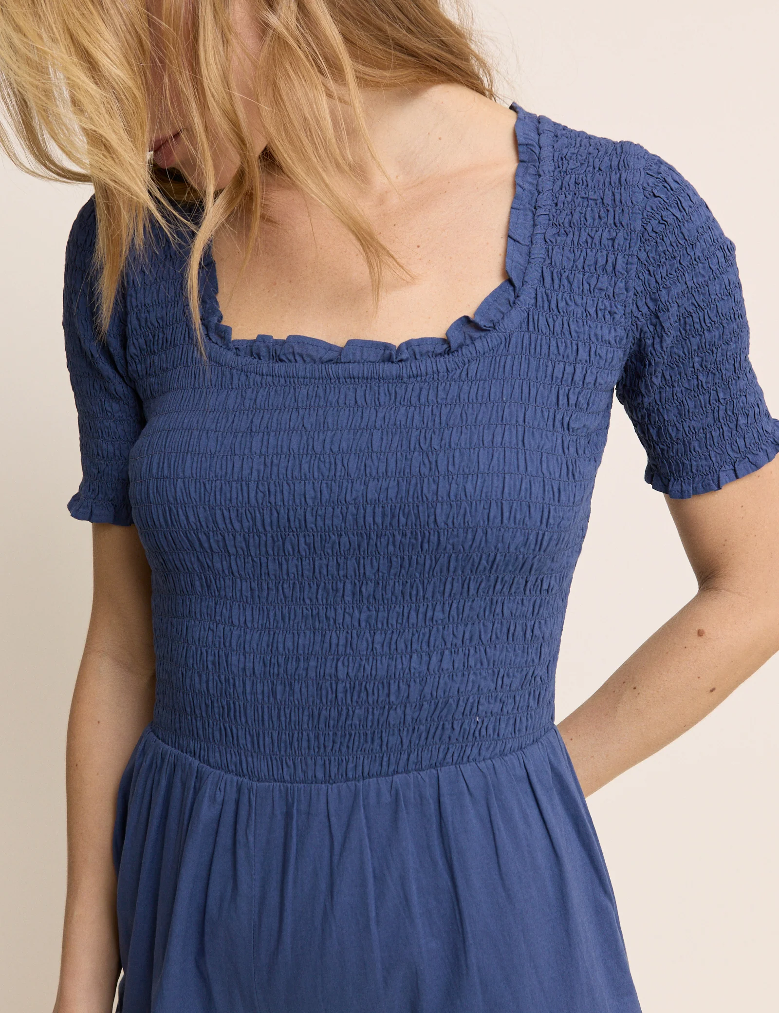 Petite Blue Shirred Wide Leg Zita Jumpsuit - Image 4