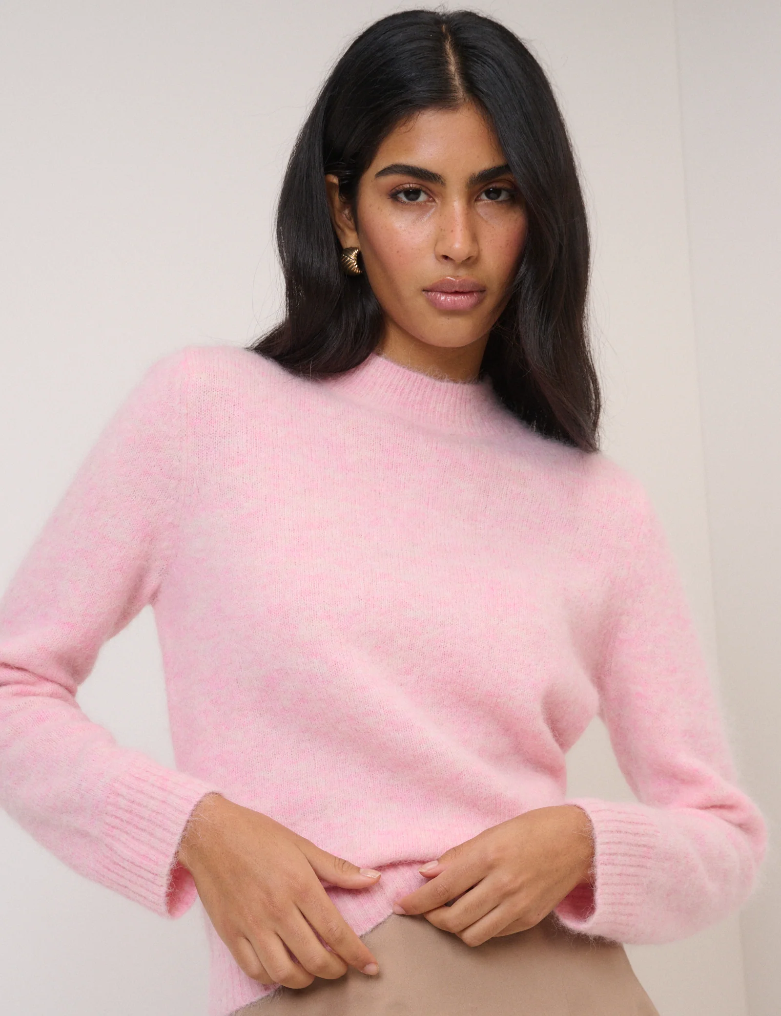 Pink Funnel Neck Knitted Jumper - Image 2