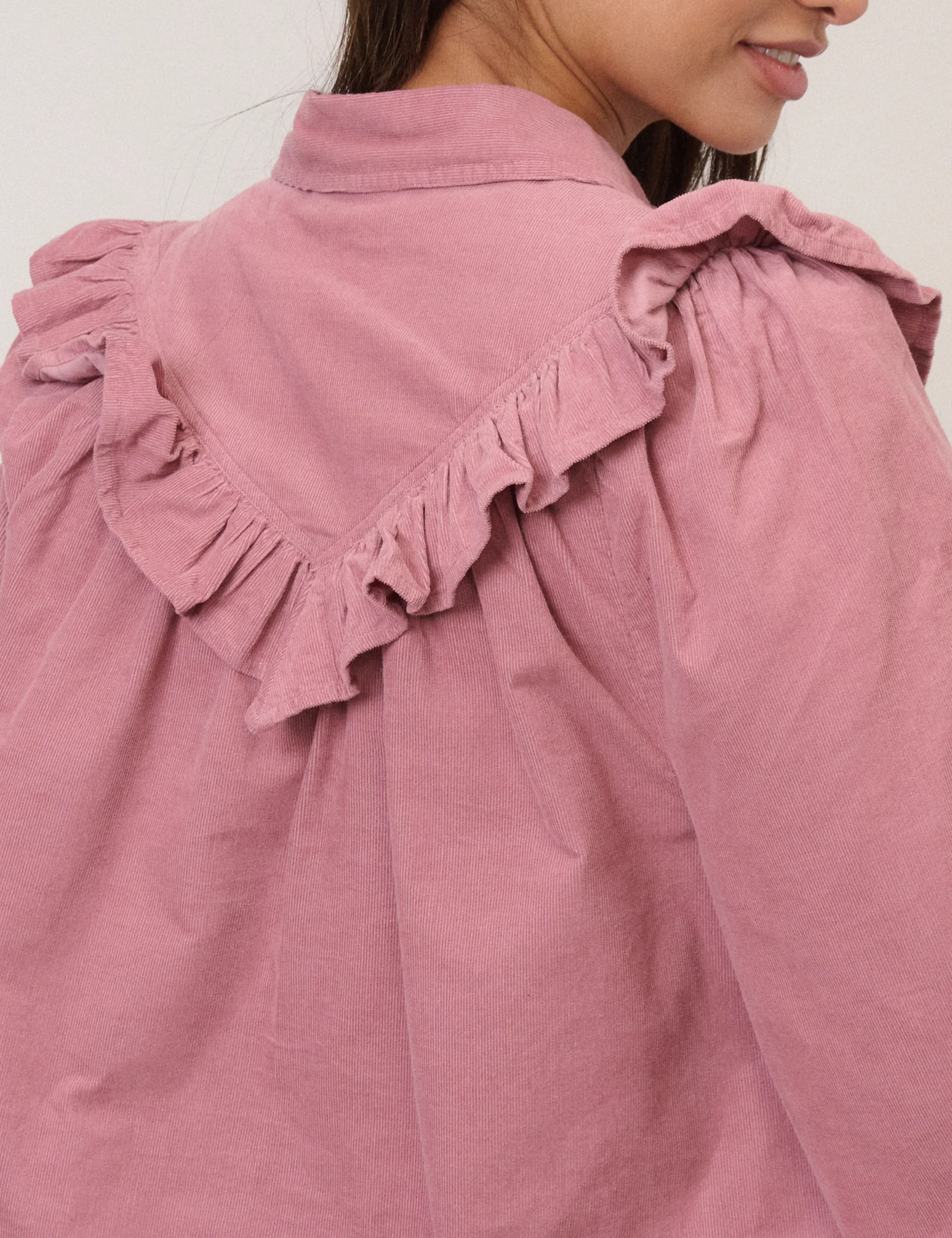 Pink Cord Frill Shirt - Image 2