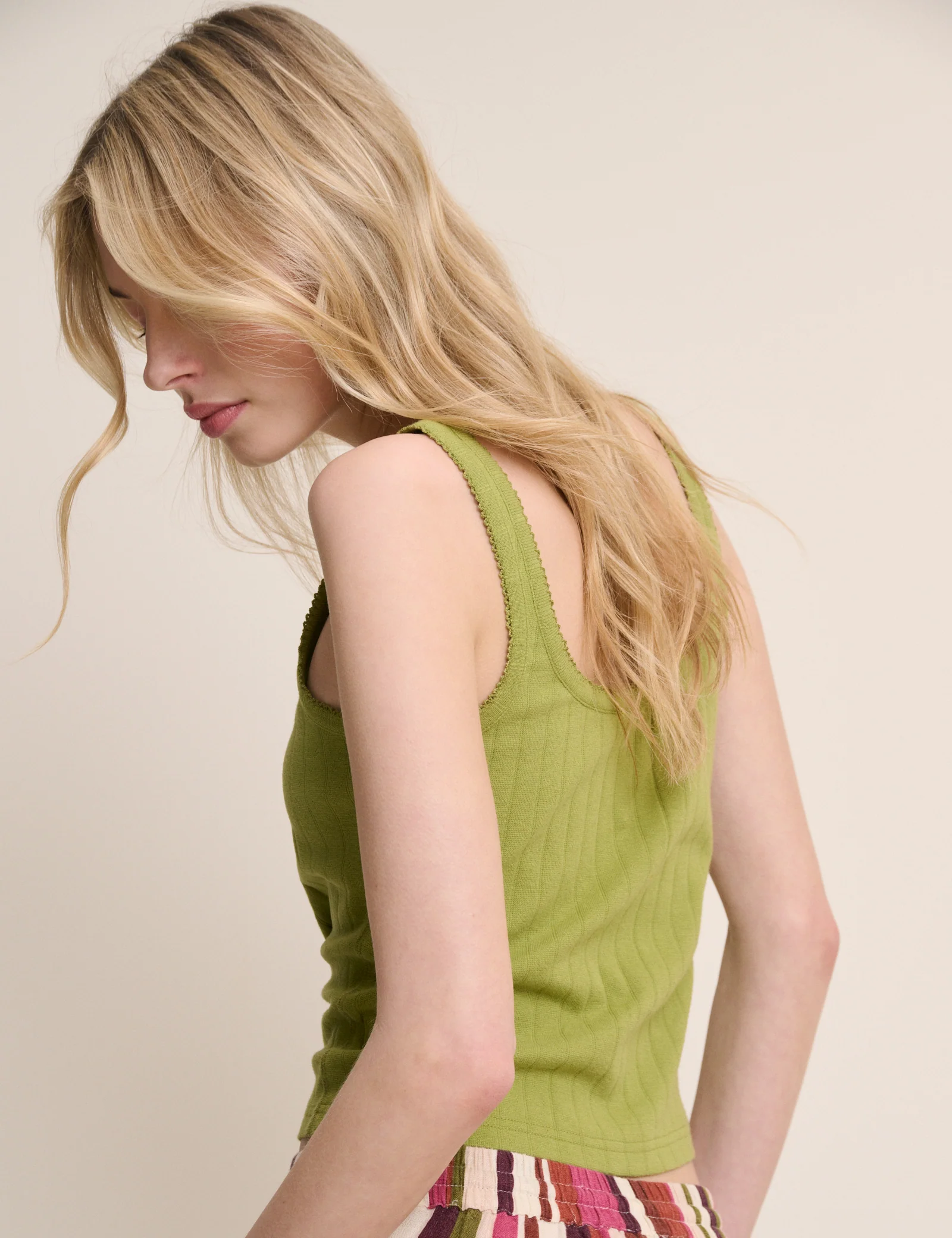 Green Pointelle Button Through Vest - Image 5
