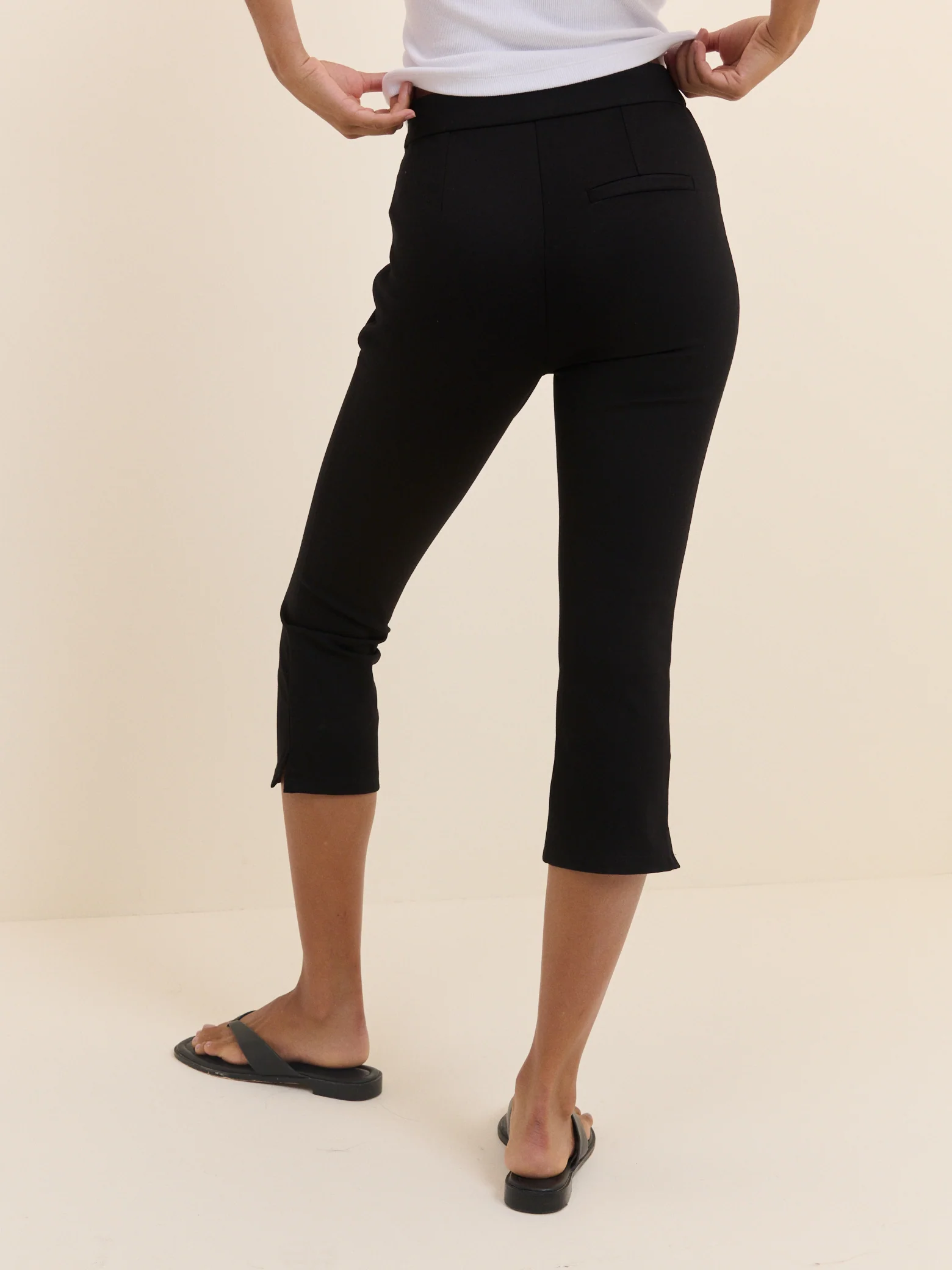 Black Jersey Ponte Capris Trousers - Image 4