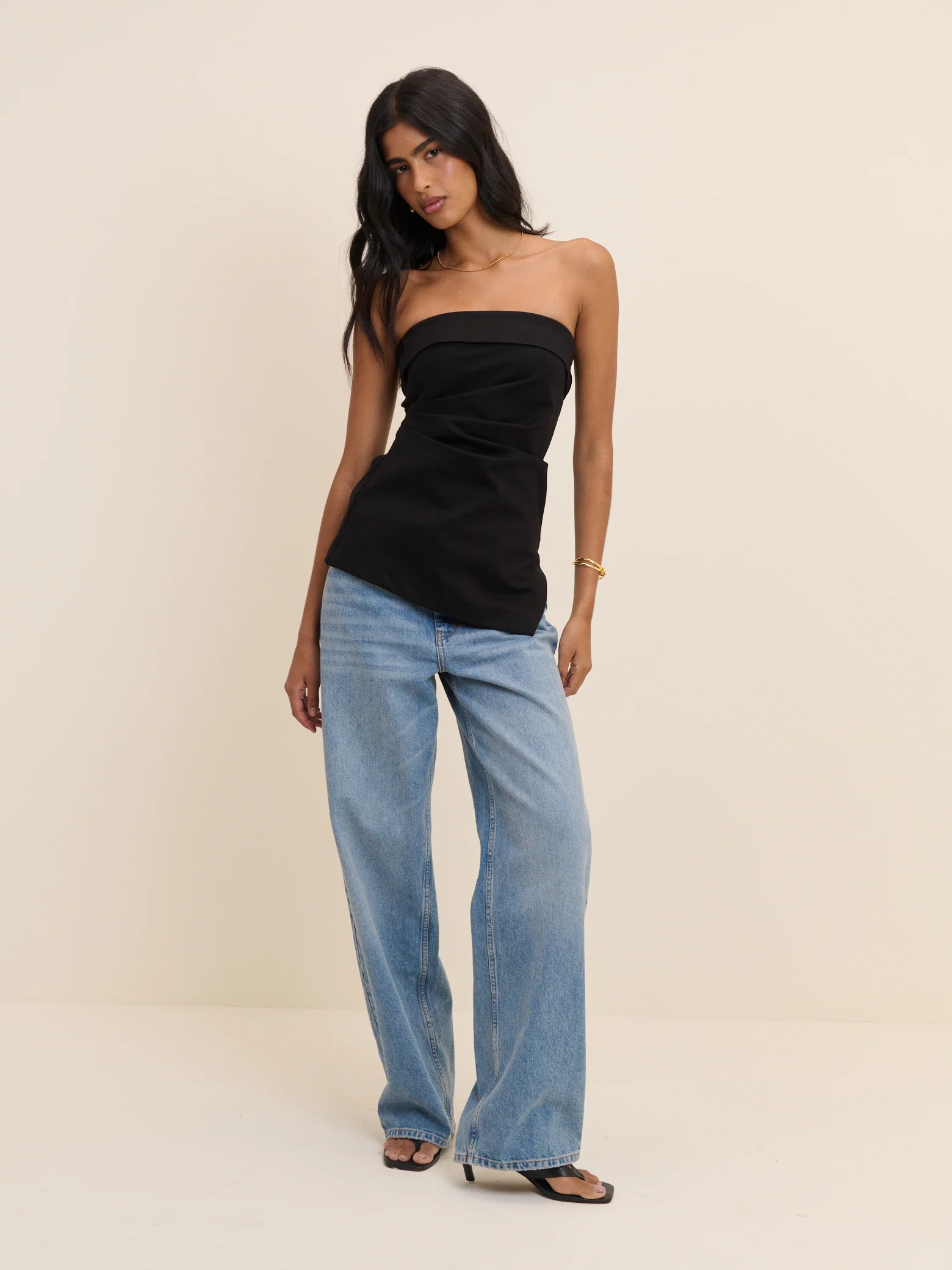 Black Jersey Ponte Longline Bandeau Top - Image 3