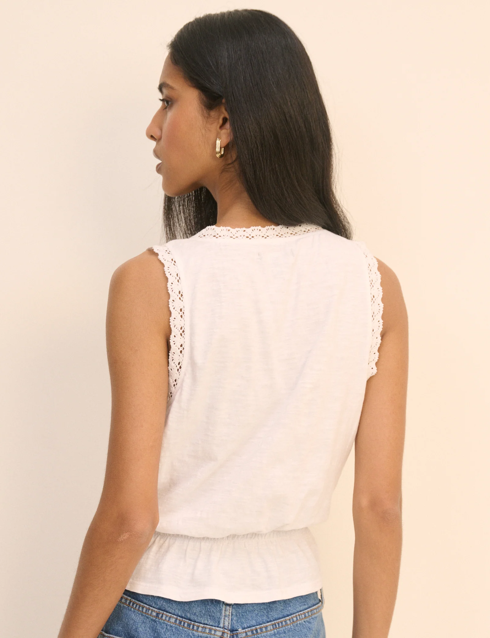 White Red Lace Trim Prairie Blouse - Image 5