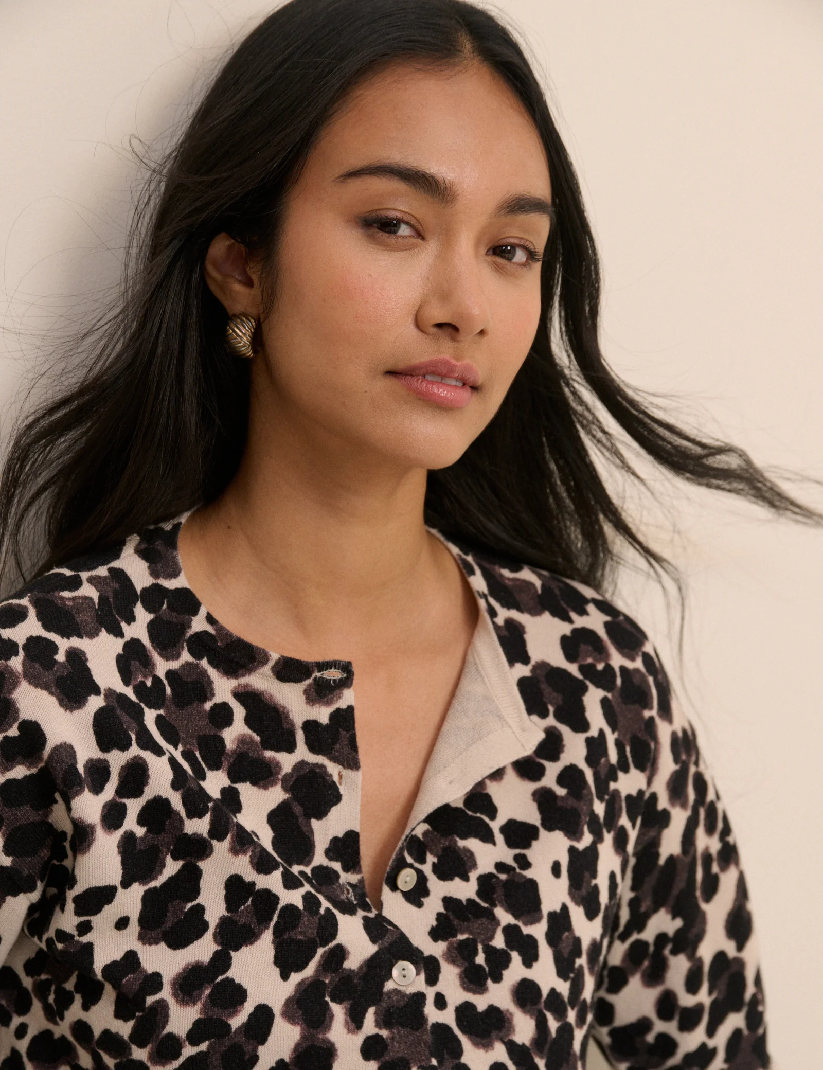 Cream Leopard Print Cardigan - Image 4