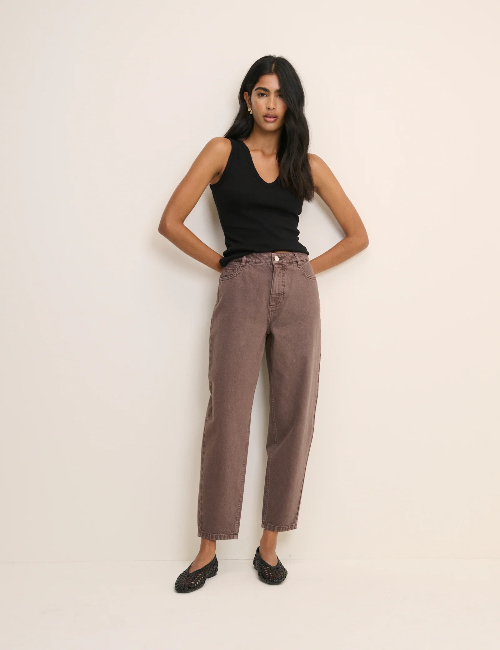 Brown Putney Barrel Leg Jeans