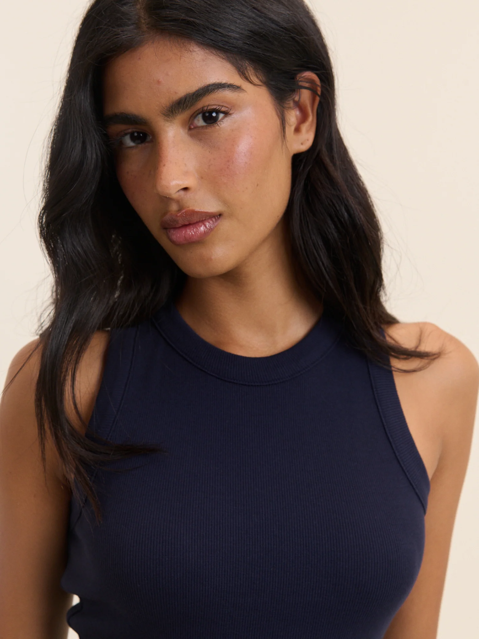 Navy Ribbed Racer Vest - Image 3