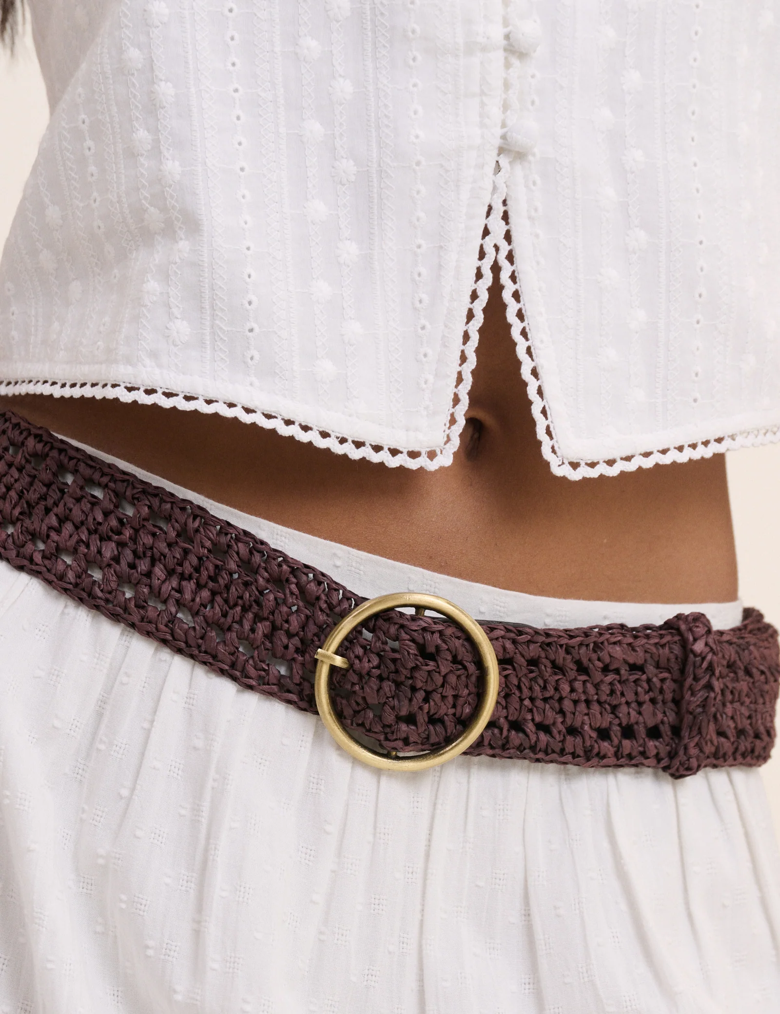 Chocolate Brown Raffia Belt - Image 2