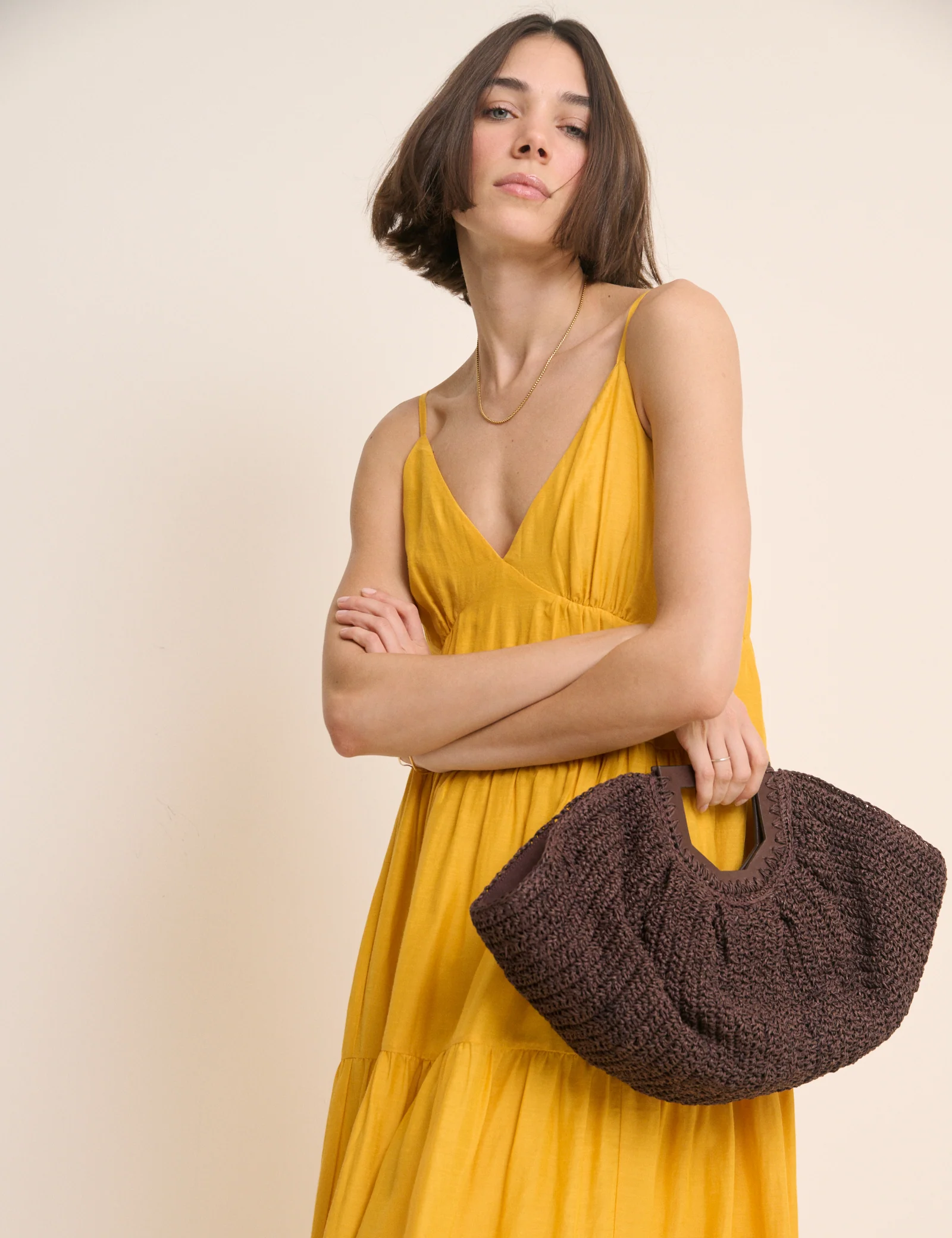 Brown Raffia Clutch Bag - Image 5