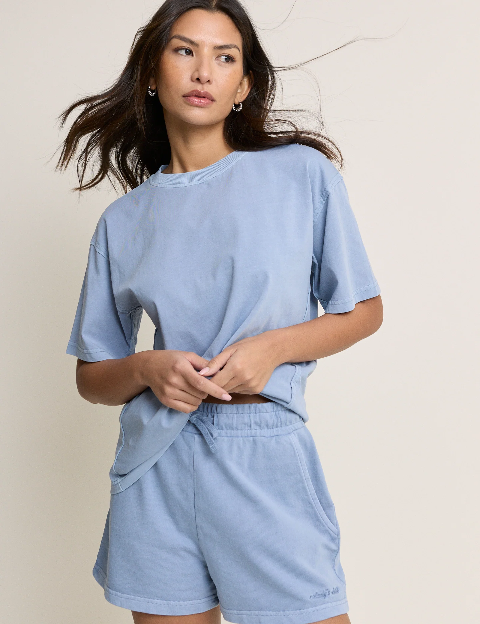 Blue Raw Edge Relaxed T-shirt - Image 3