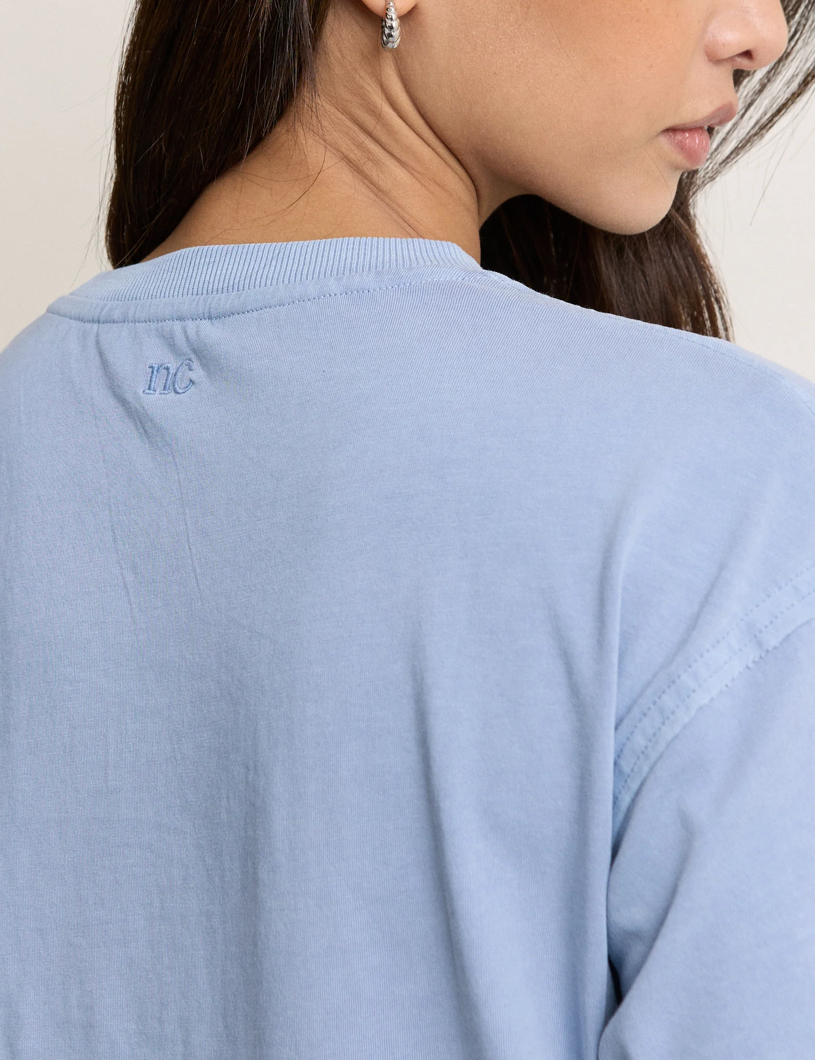 Blue Raw Edge Relaxed T-shirt - Image 4