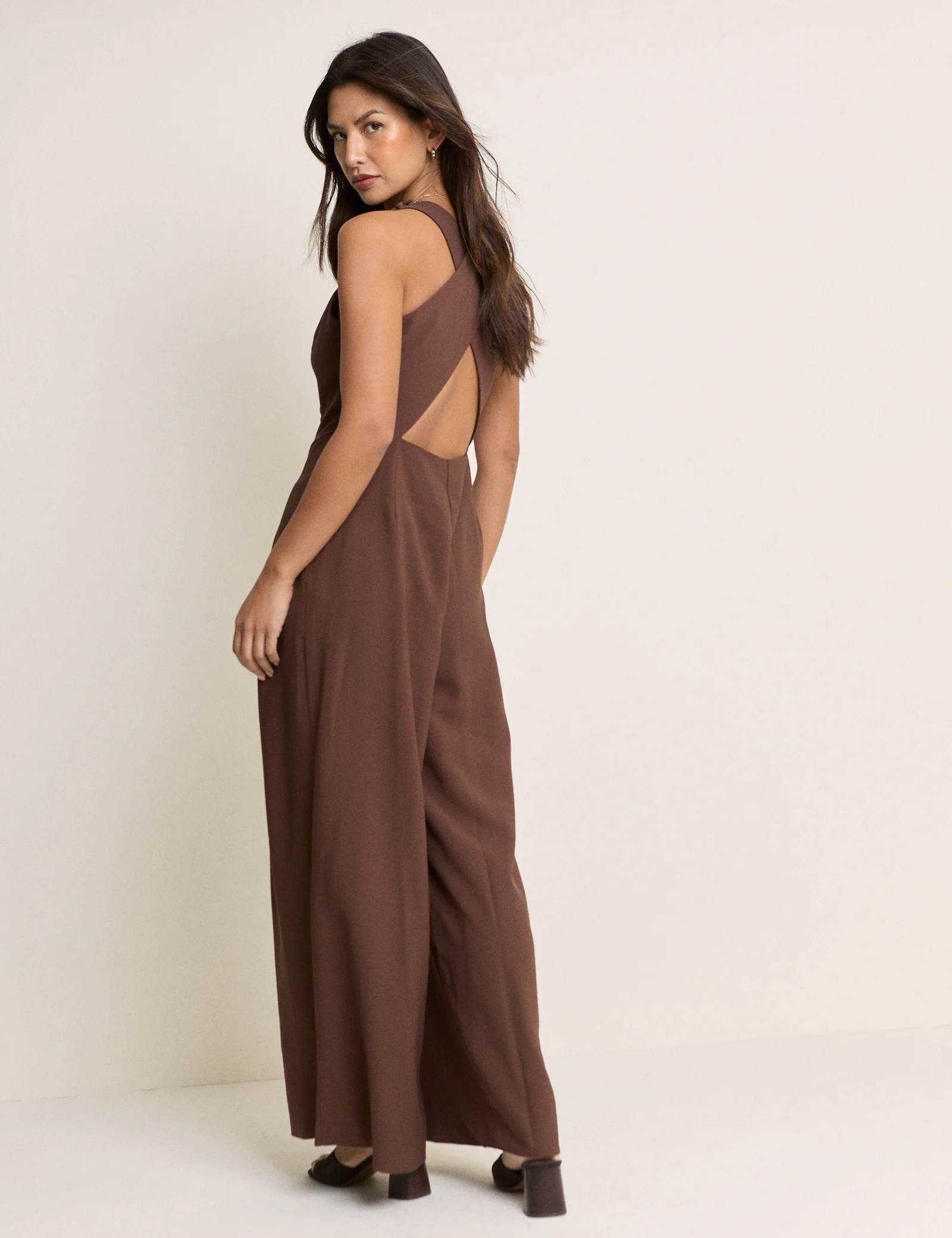 Brown Wide Leg Reign Jumpsuit - Image 3