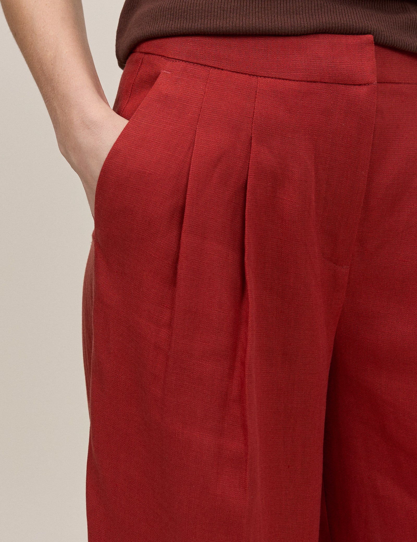 Rust Relaxed Wide Leg Tailored Trousers - Image 3