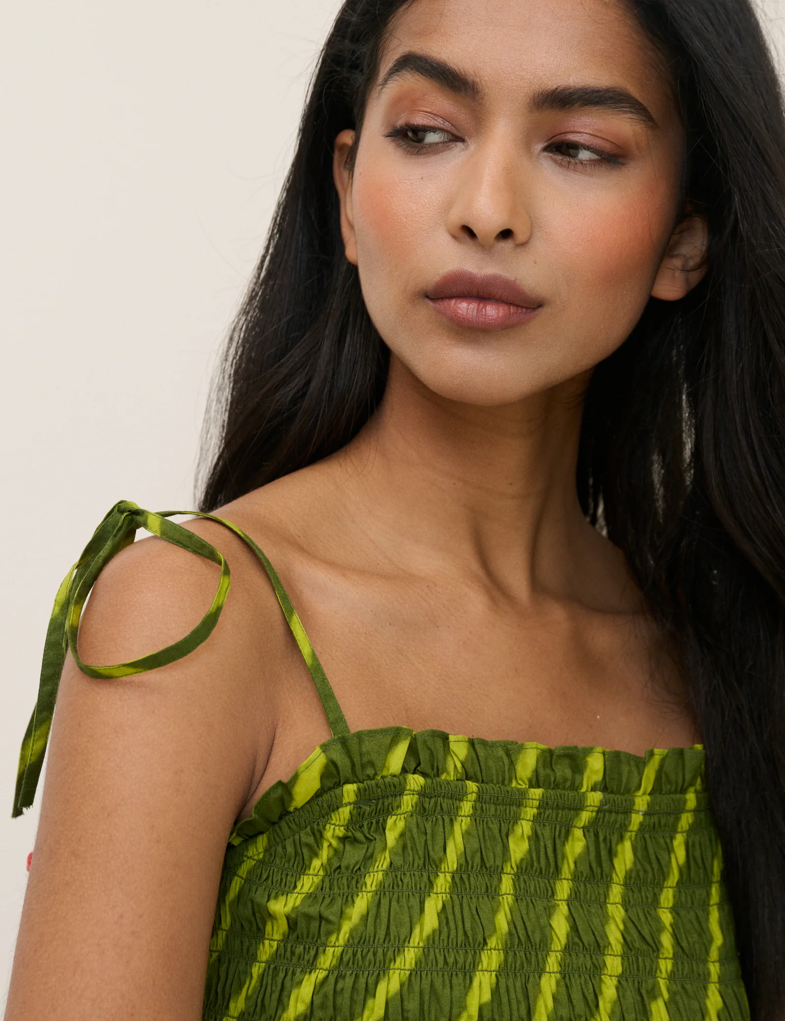 Green Striped Shirred Remi Top - Image 3