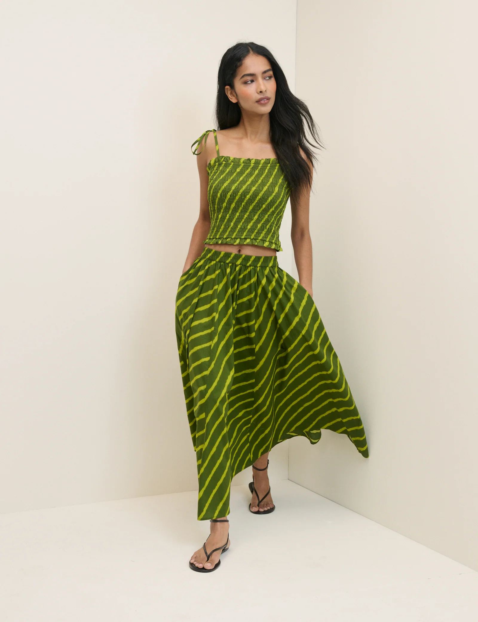 Green Striped Shirred Remi Top - Image 4