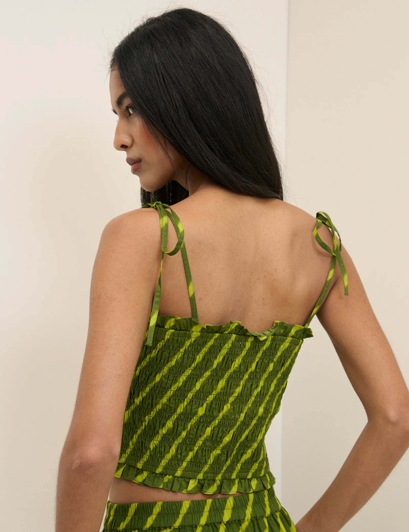 Green Striped Shirred Remi Top - Image 5