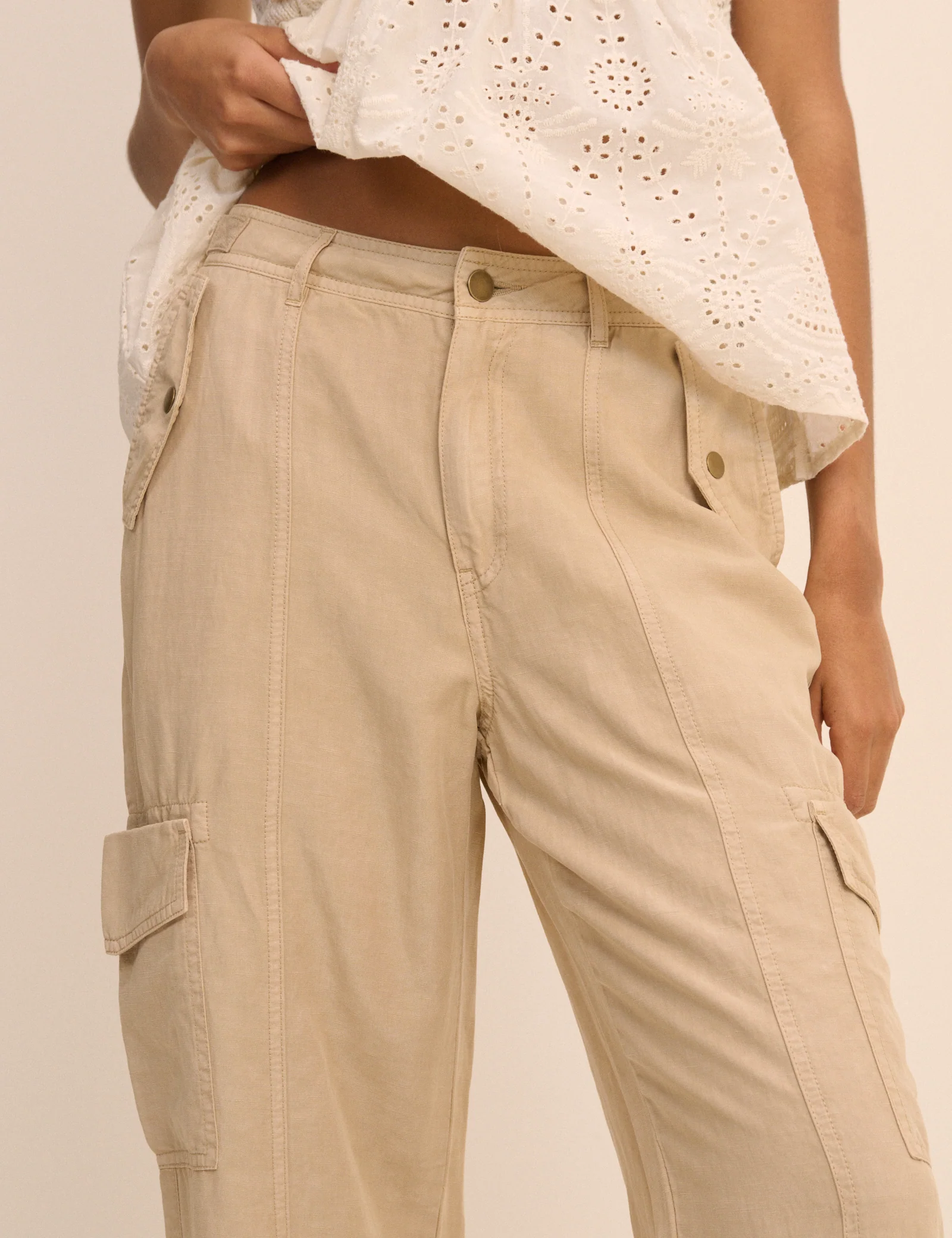 Sand Straight Leg Cargo Trousers - Image 3