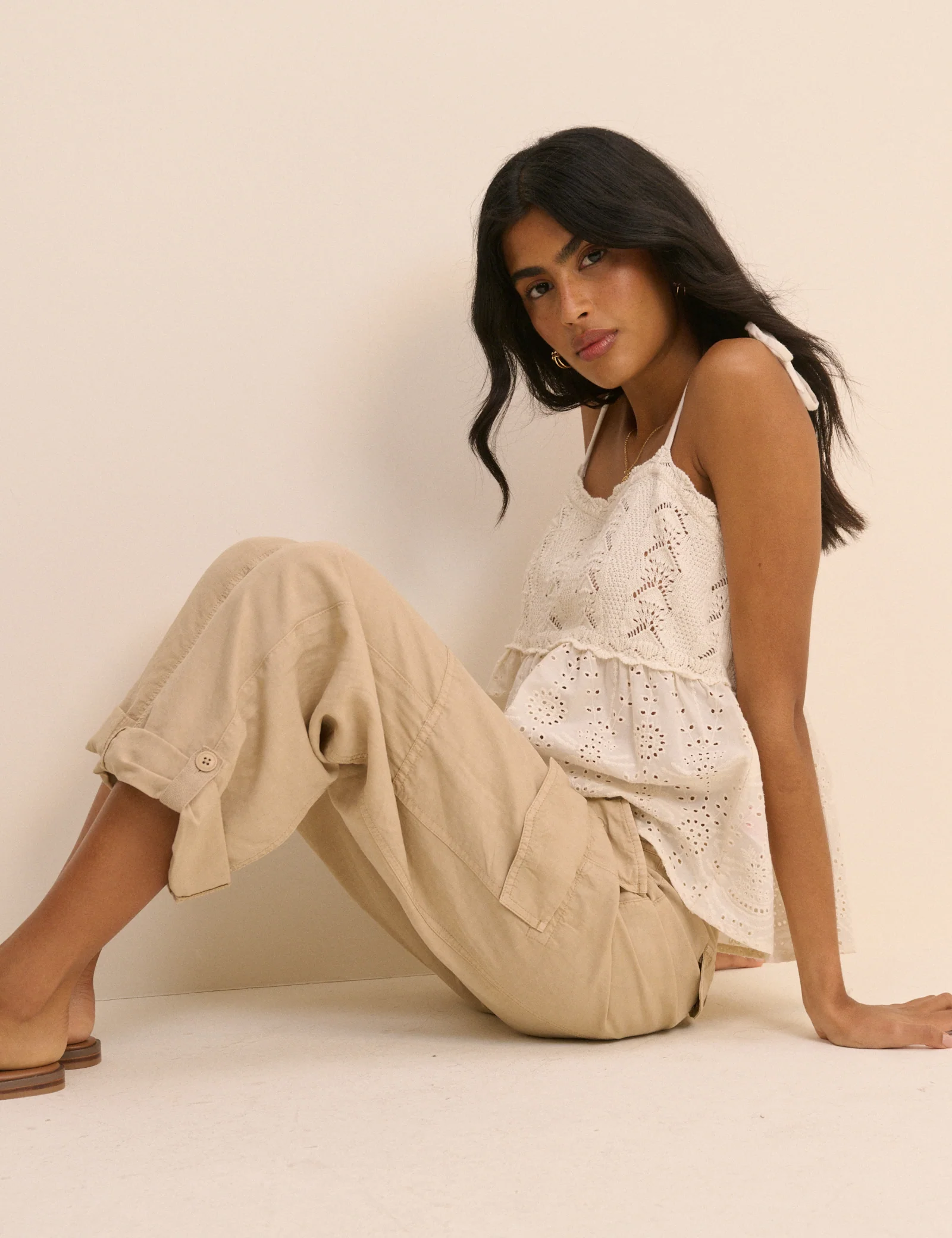 Sand Straight Leg Cargo Trousers - Image 5