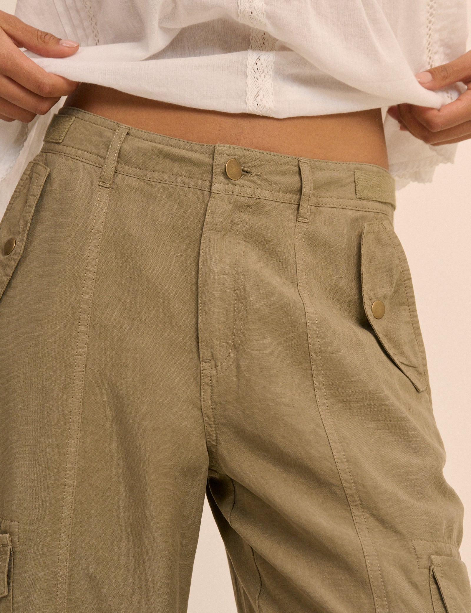 Khaki Straight Leg Cargo Trousers - Image 3