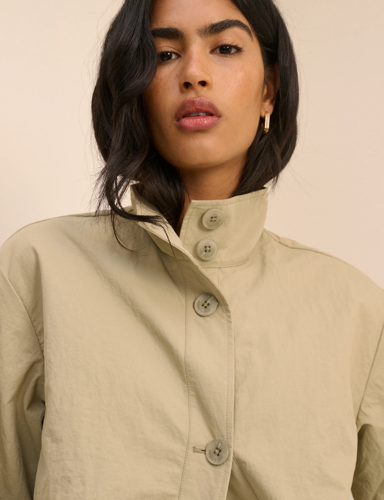 Sage Green Longline Funnel Neck Parka Jacket - Image 2
