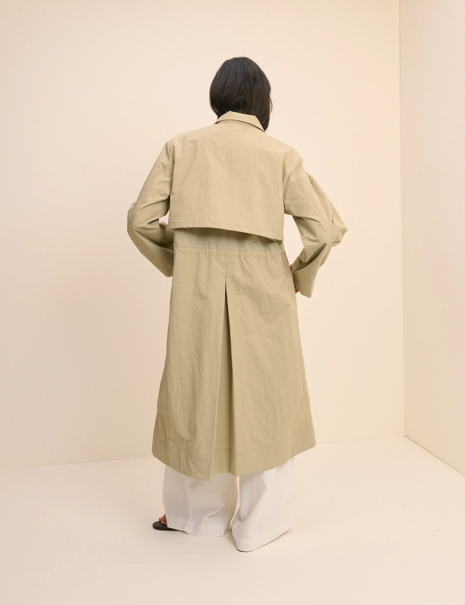 Sage Green Longline Funnel Neck Parka Jacket - Image 5